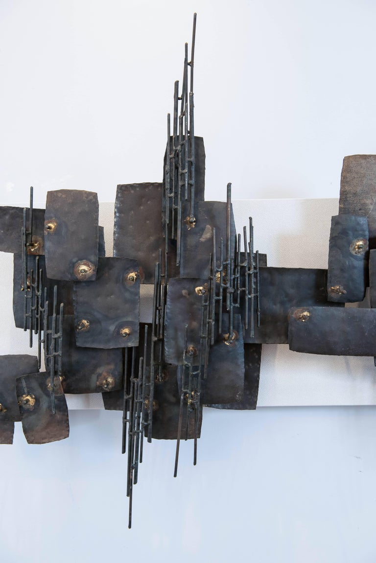 Vintage Brutalist Metal Wall Sculpture at 1stDibs