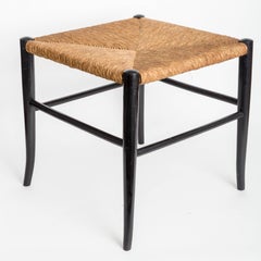 "Single" Wood Bench with Woven Rush Seat