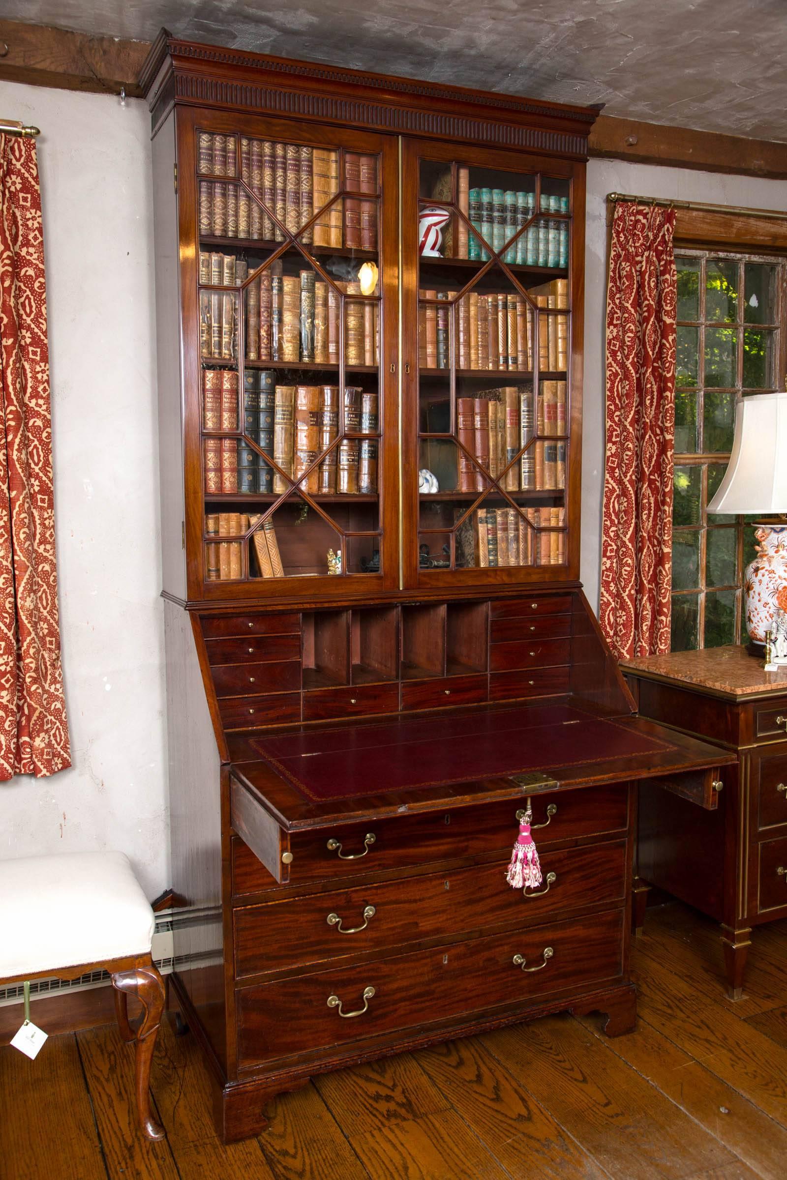 British George III Slant Front Bookcase or Secretary