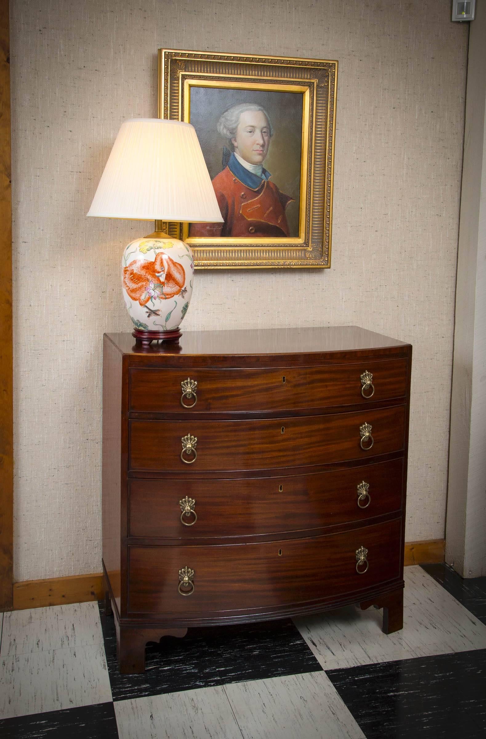 Ebony Georgian Mahogany Bow Front Chest of Drawers