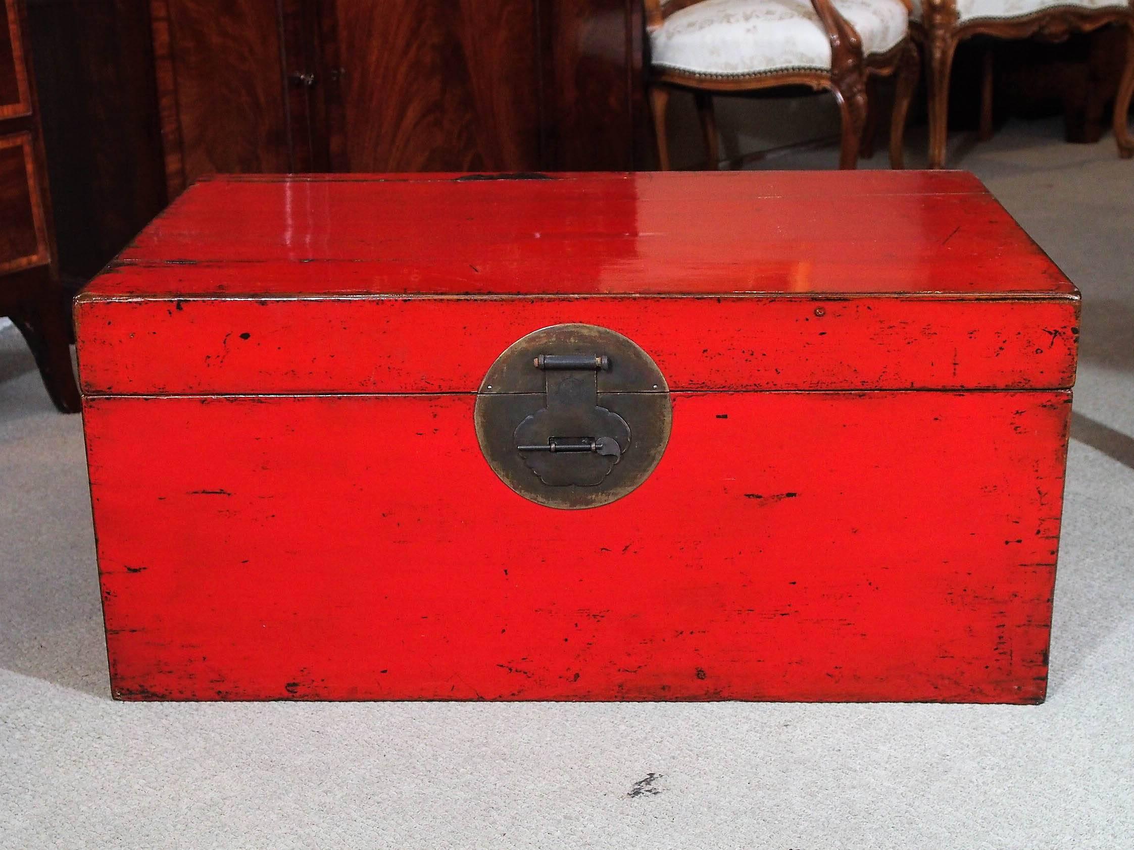 Antique Chinese lacquer trunk, circa 1910.