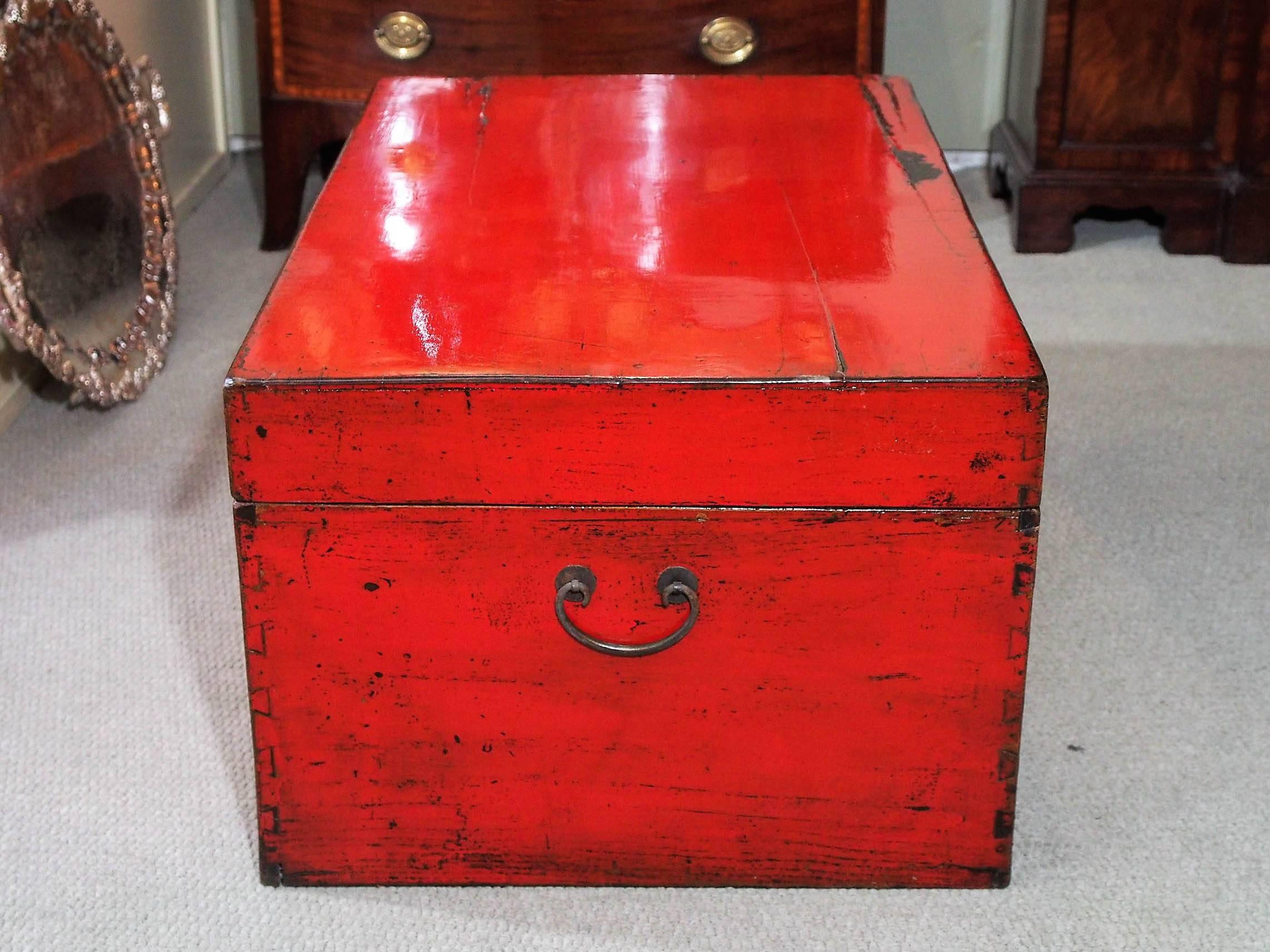 Antique Chinese Lacquer Trunk 1