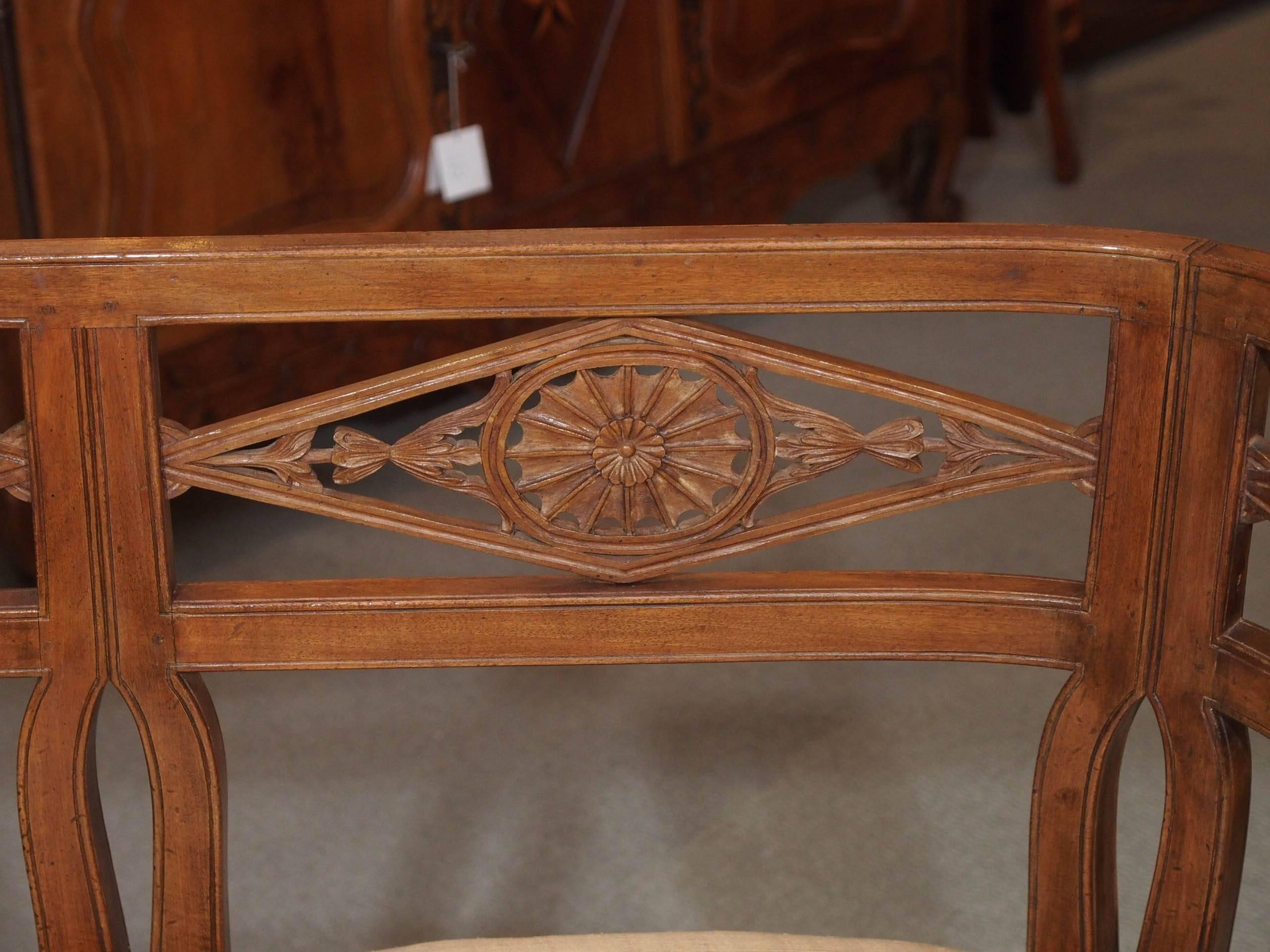 Antique French Fruitwood Settee, Directoire Style In Good Condition In New Orleans, LA