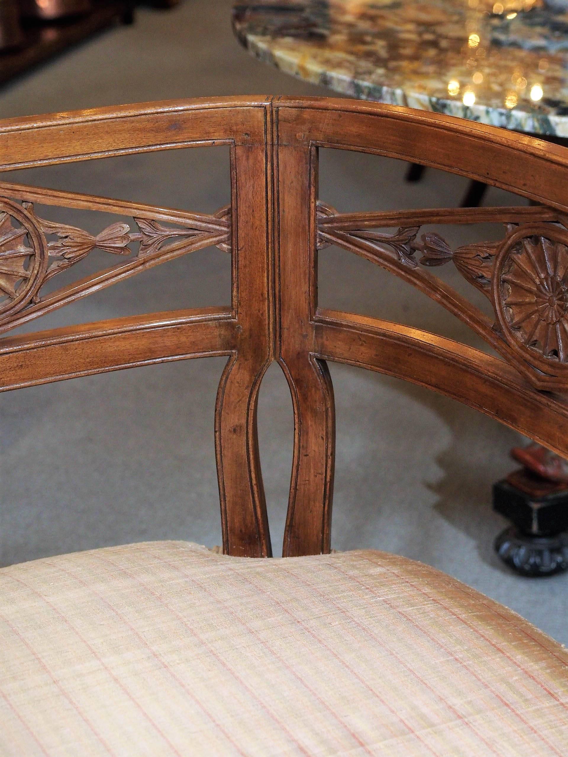 Mid-19th Century Antique French Fruitwood Settee, Directoire Style