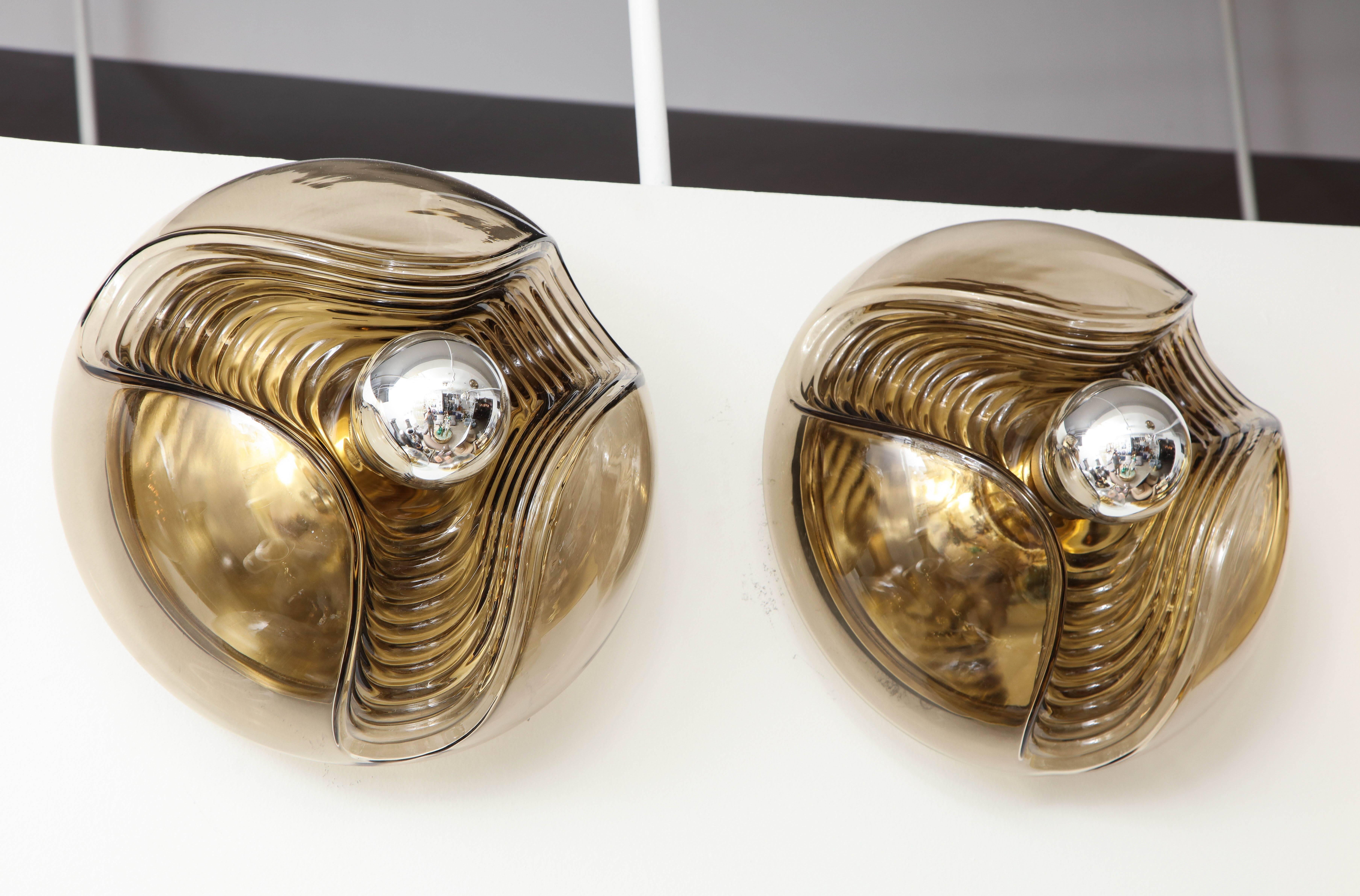 German Pair of Extra Large Wall Sconces or Lights by Peill & Putzler