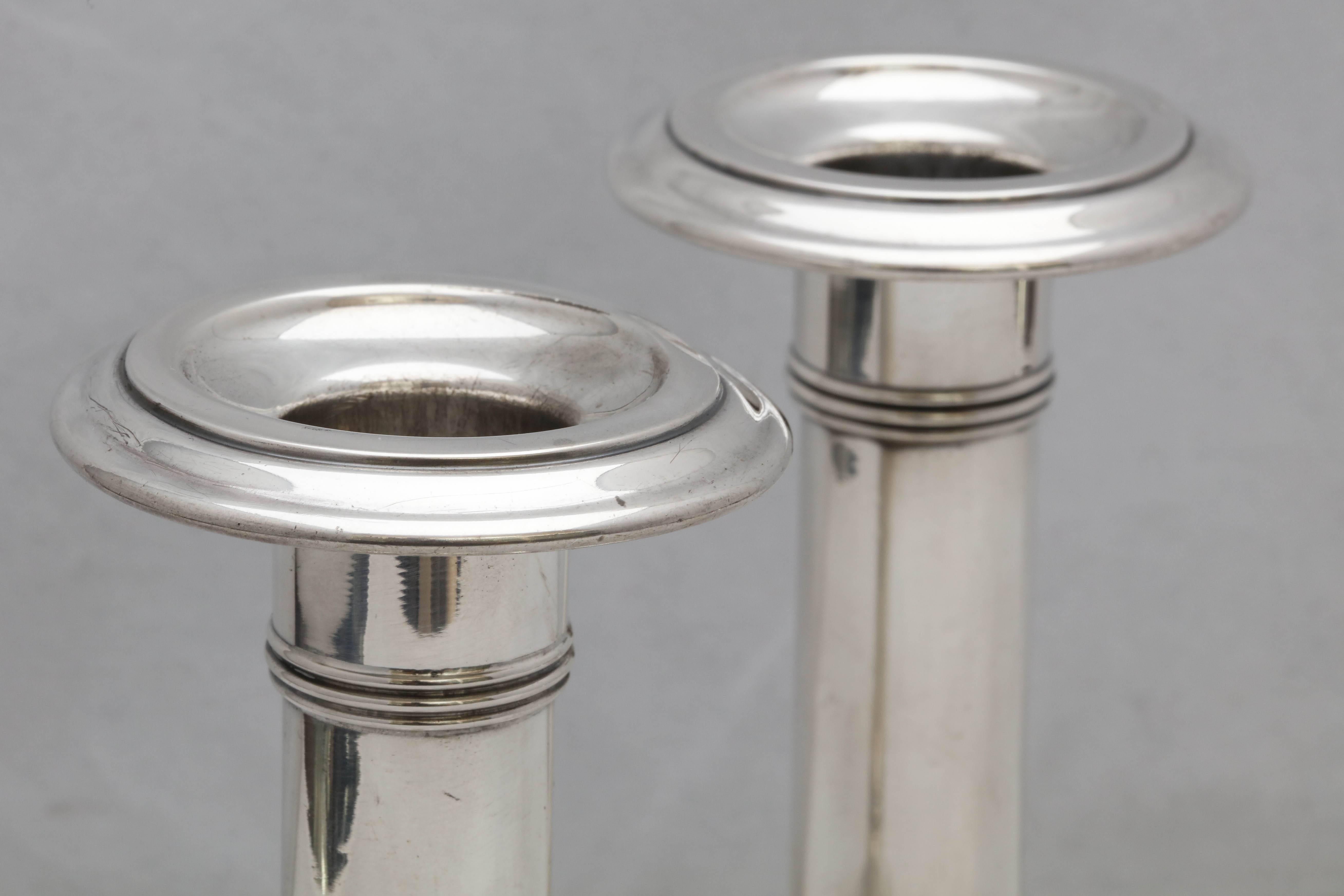 American Pair of Sterling Silver Edwardian Candlesticks