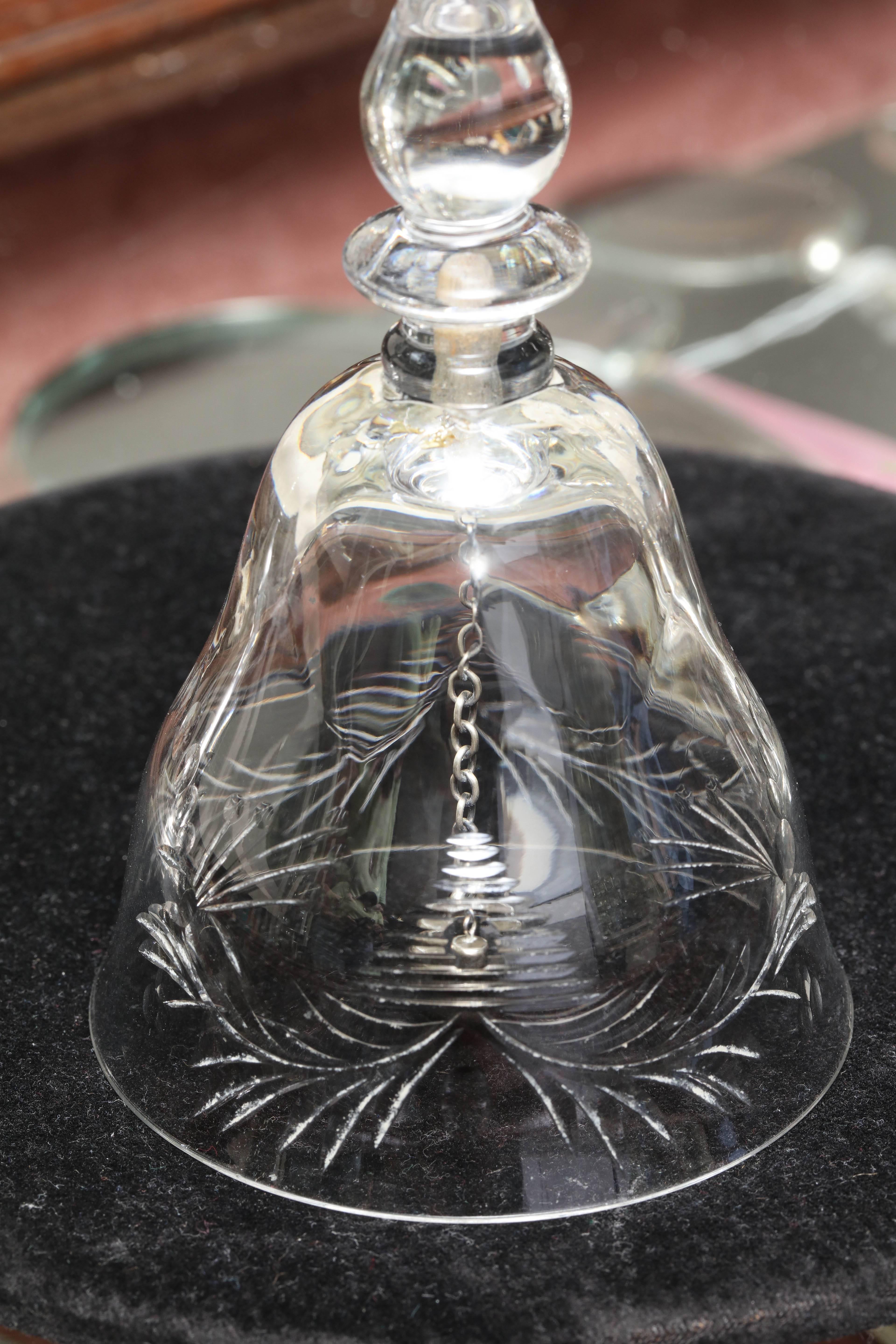 Early 20th Century Edwardian, Sterling Silver Mounted Wheel Cut Crystal Dinner Bell