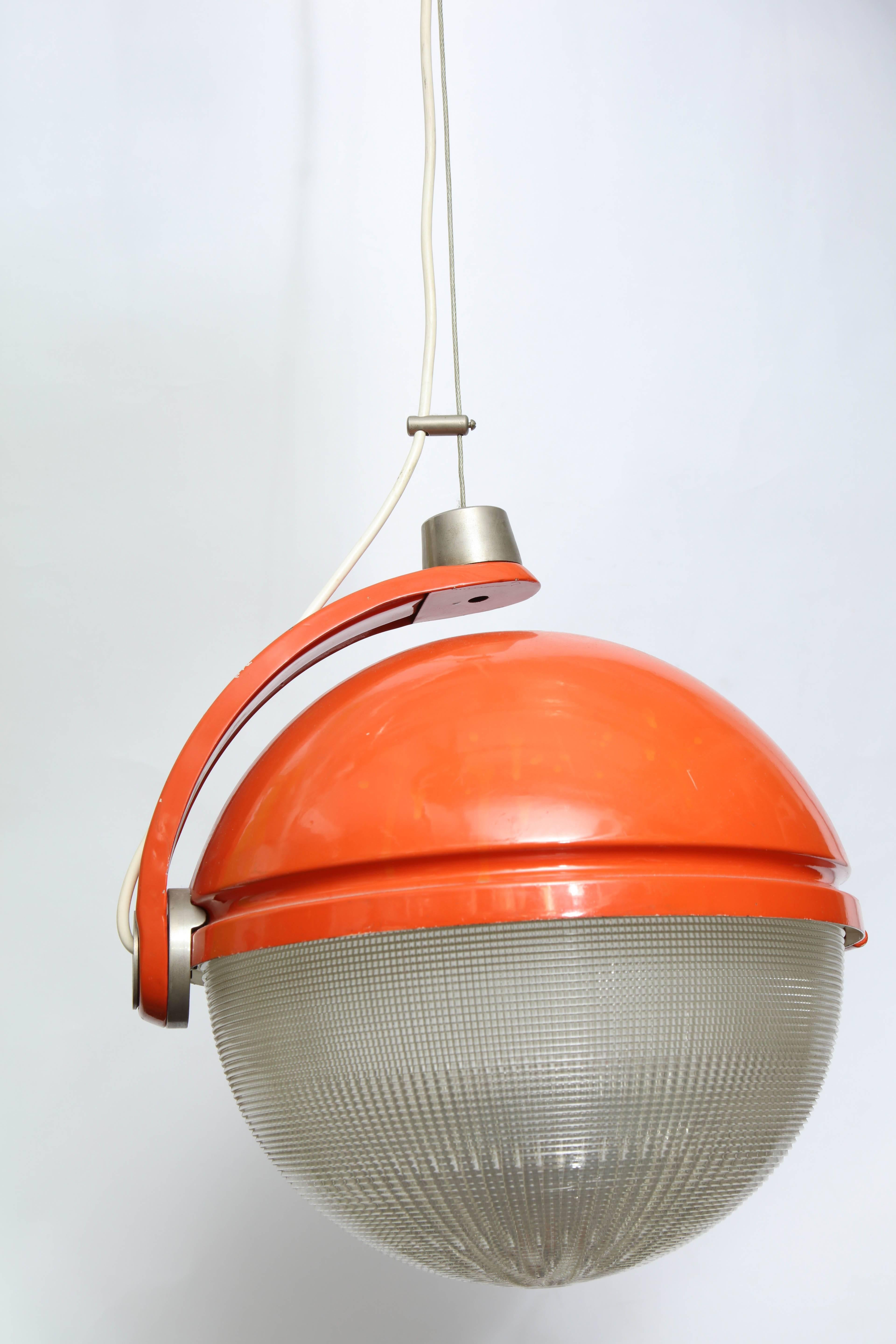 Metal  Ceiling Fixture Mid Century Modern shade rotates Italy 1960s