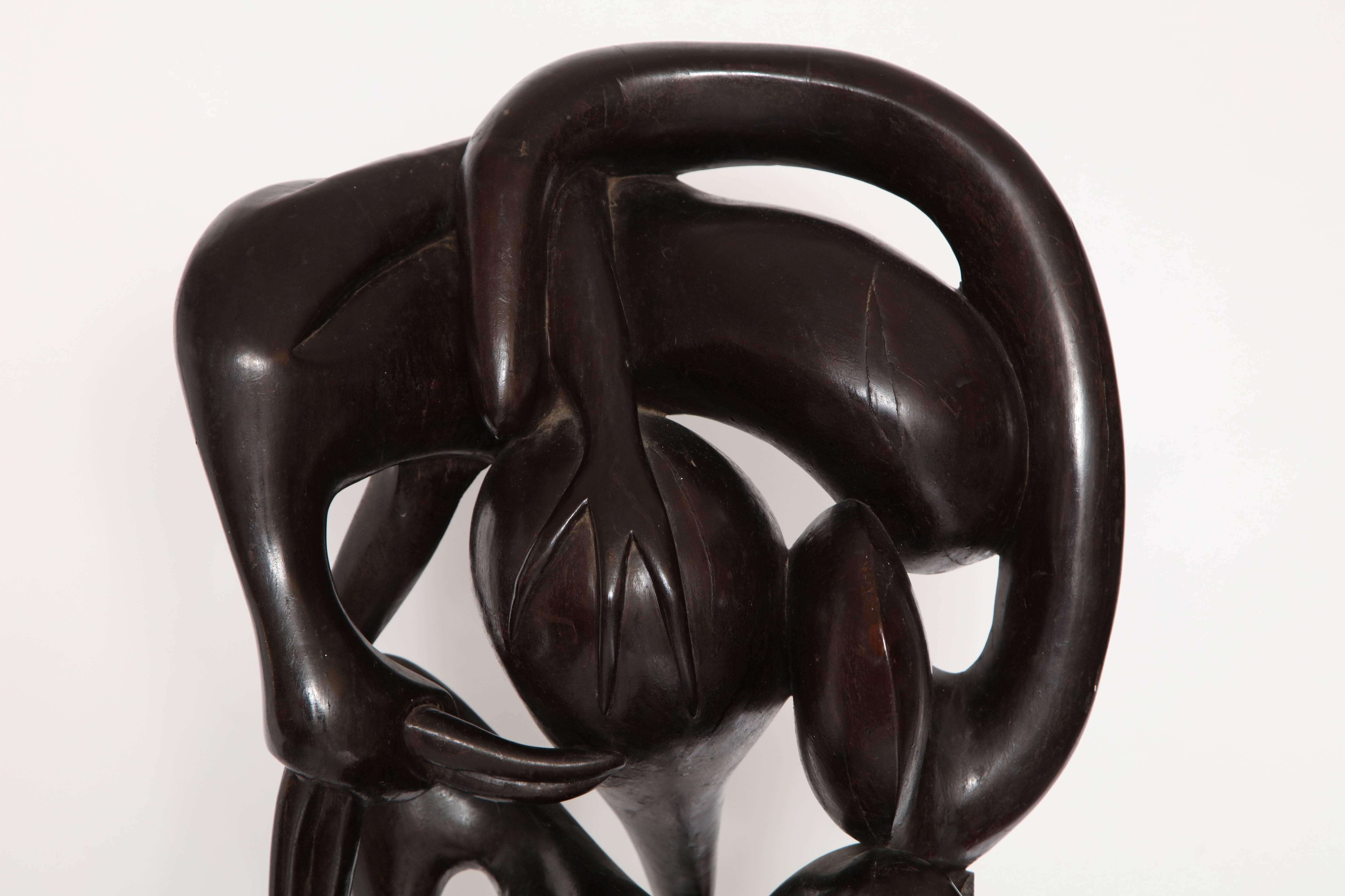 South African Shona Abstract Carved Wood Sculpture Mid Century Modern Africa, 1970s