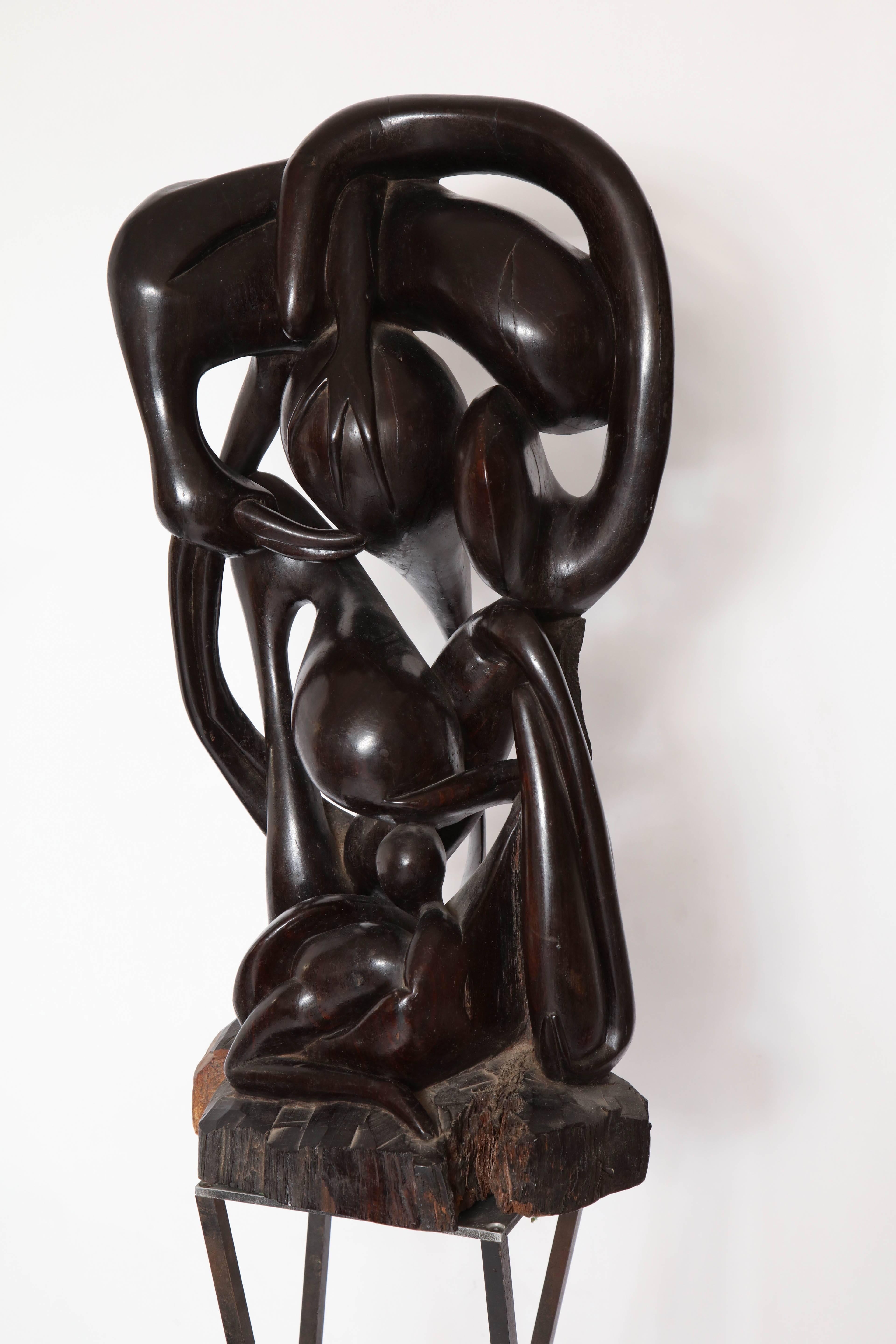 Late 20th Century Shona Abstract Carved Wood Sculpture Mid Century Modern Africa, 1970s