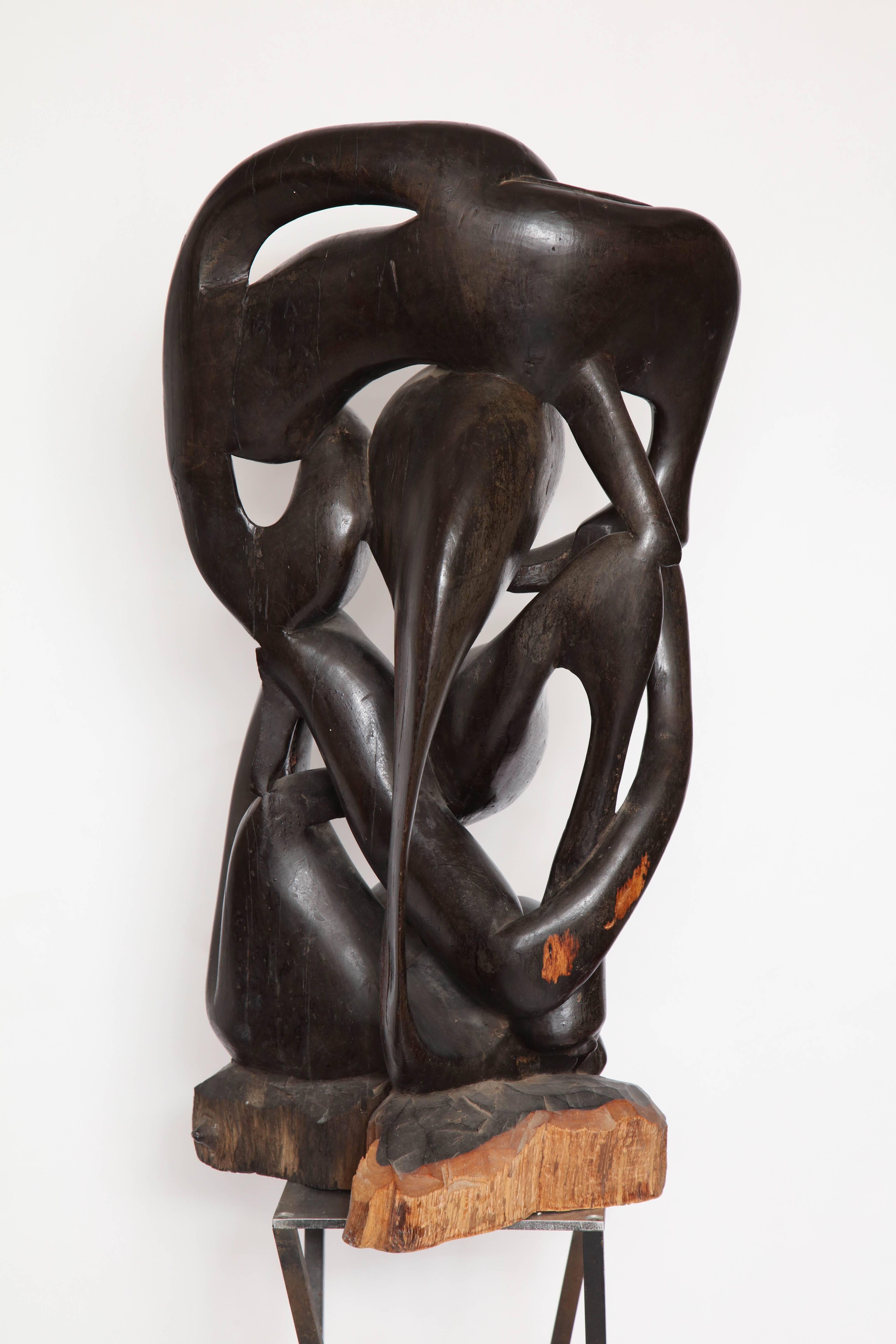 Shona Abstract Carved Wood Sculpture Mid Century Modern Africa, 1970s 2