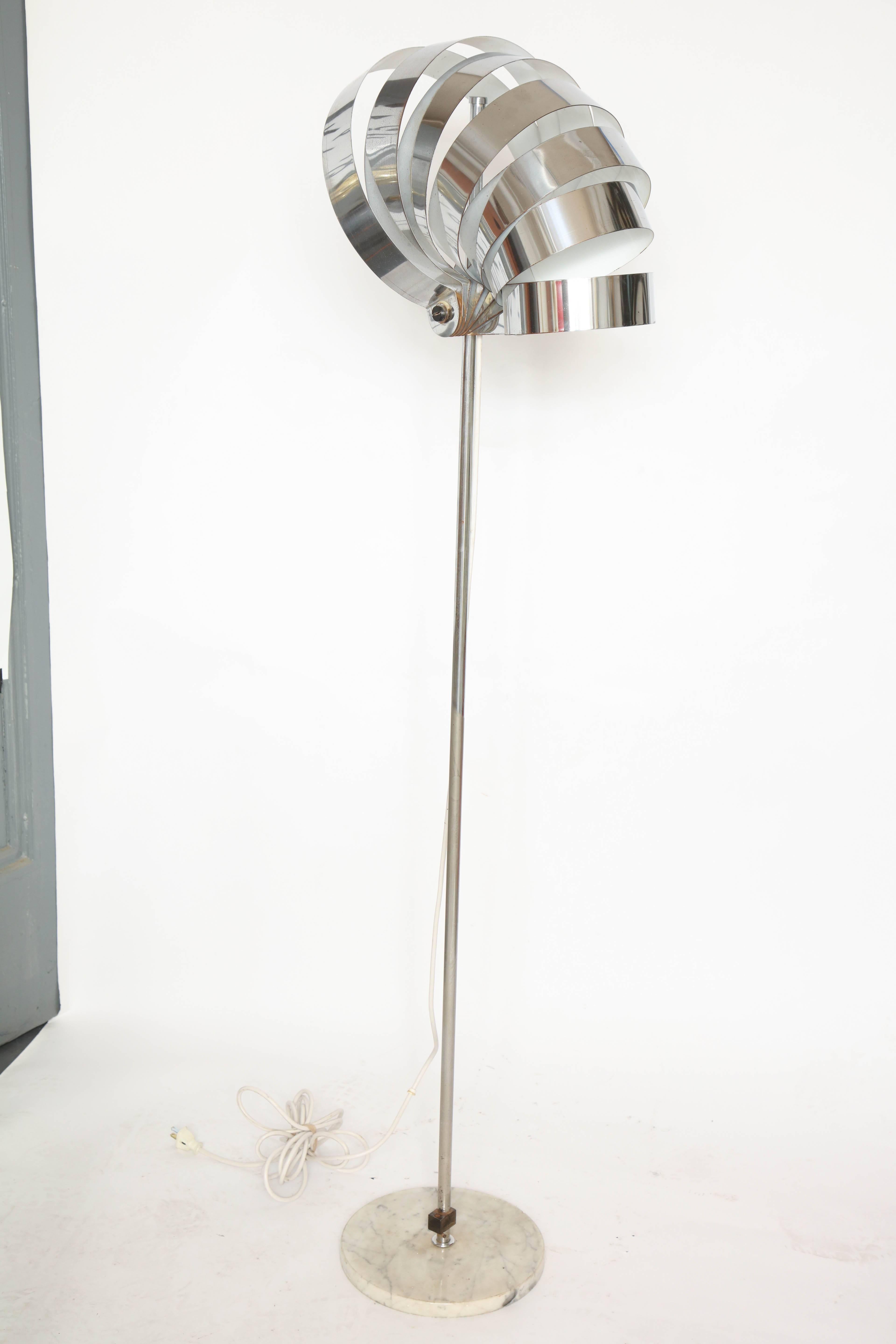 Floor Lamp Articulated  Mid-Century Modern Italy  1960s chrome and marble. New Sockets and Rewired