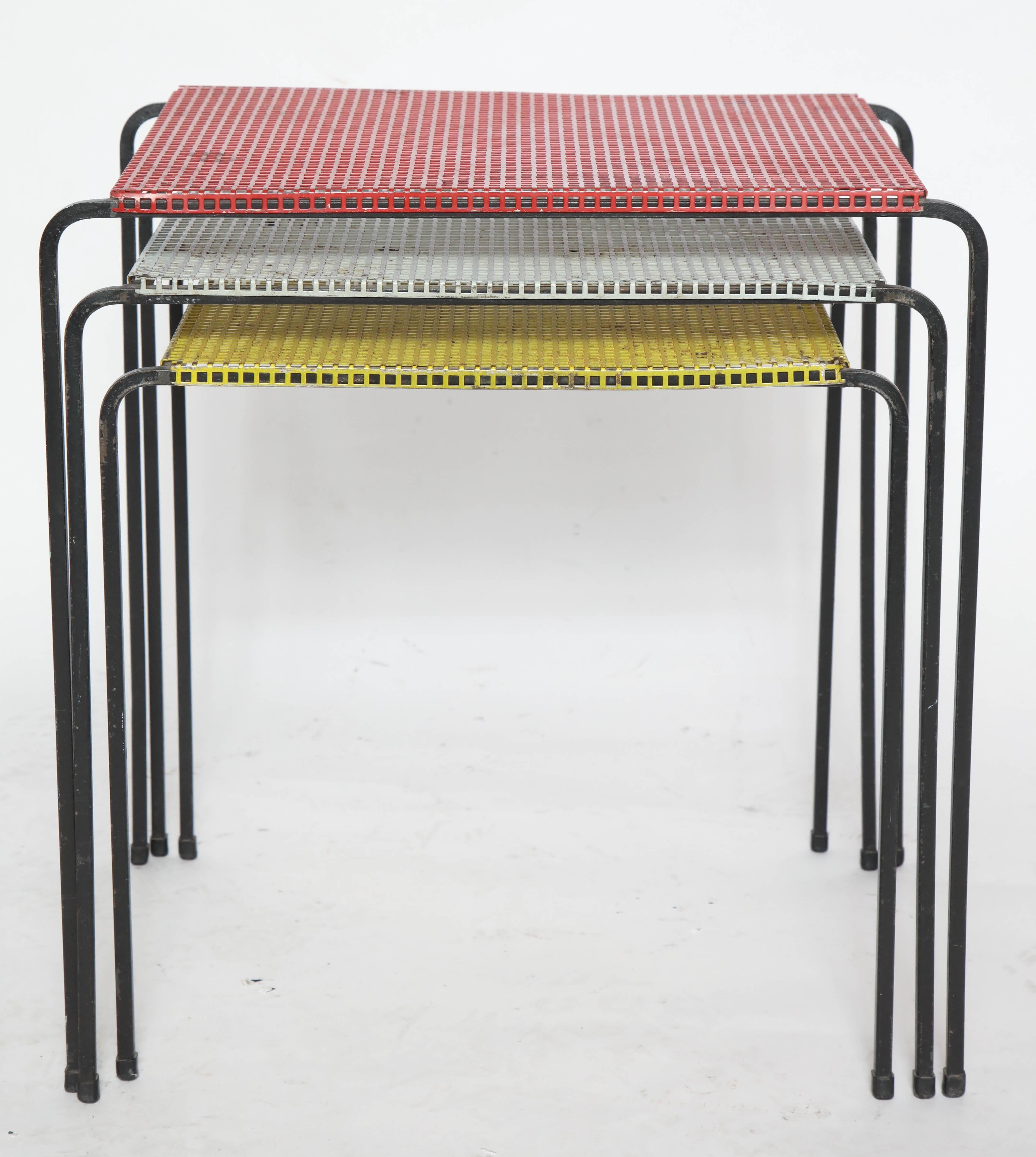 Attributed to Mategot Mid-Century Modern Metal Nesting Tables, France, 1950s 2