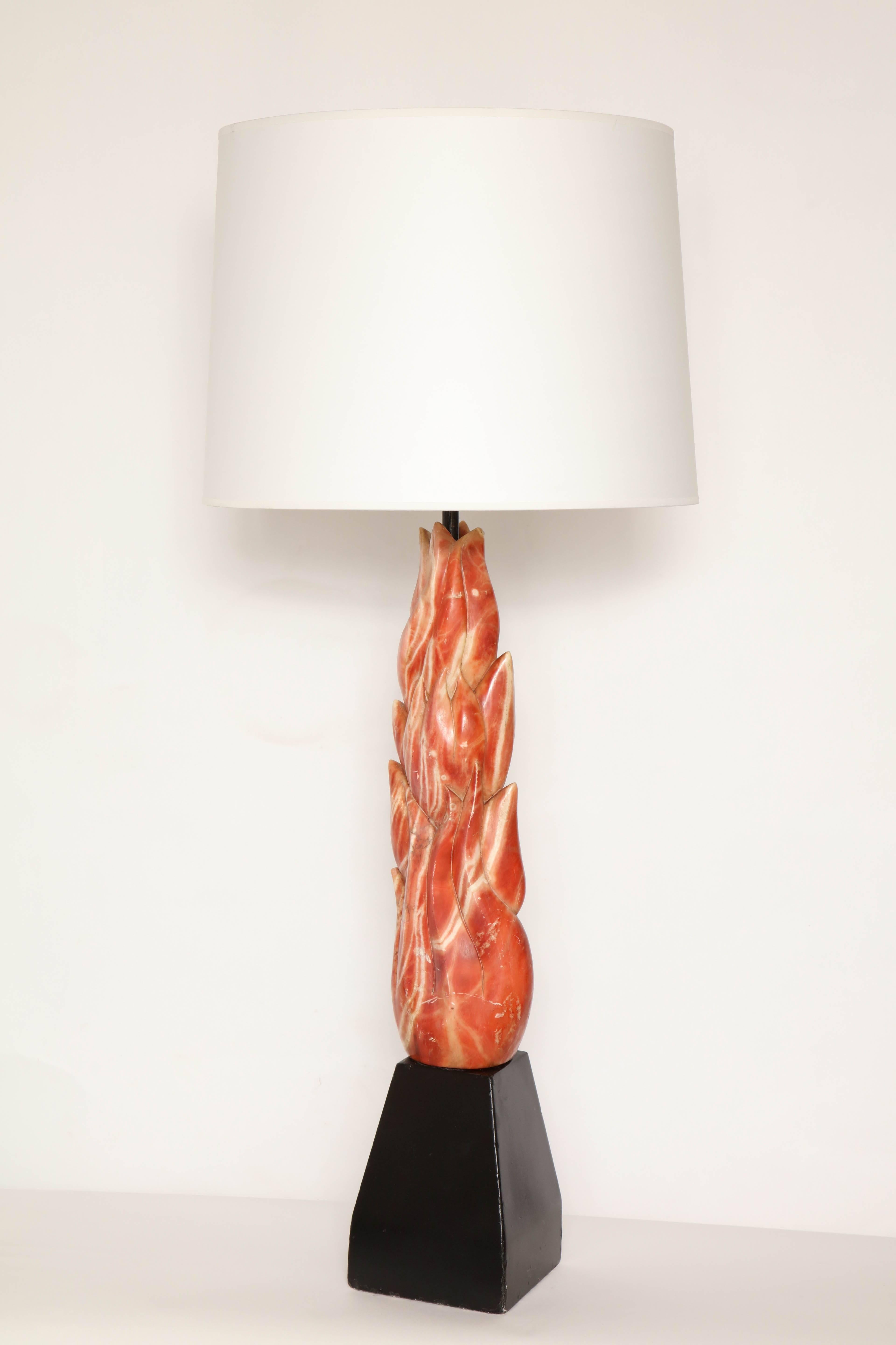 An Art Moderne, 1940s sculptural marble table lamp.
Shade not included