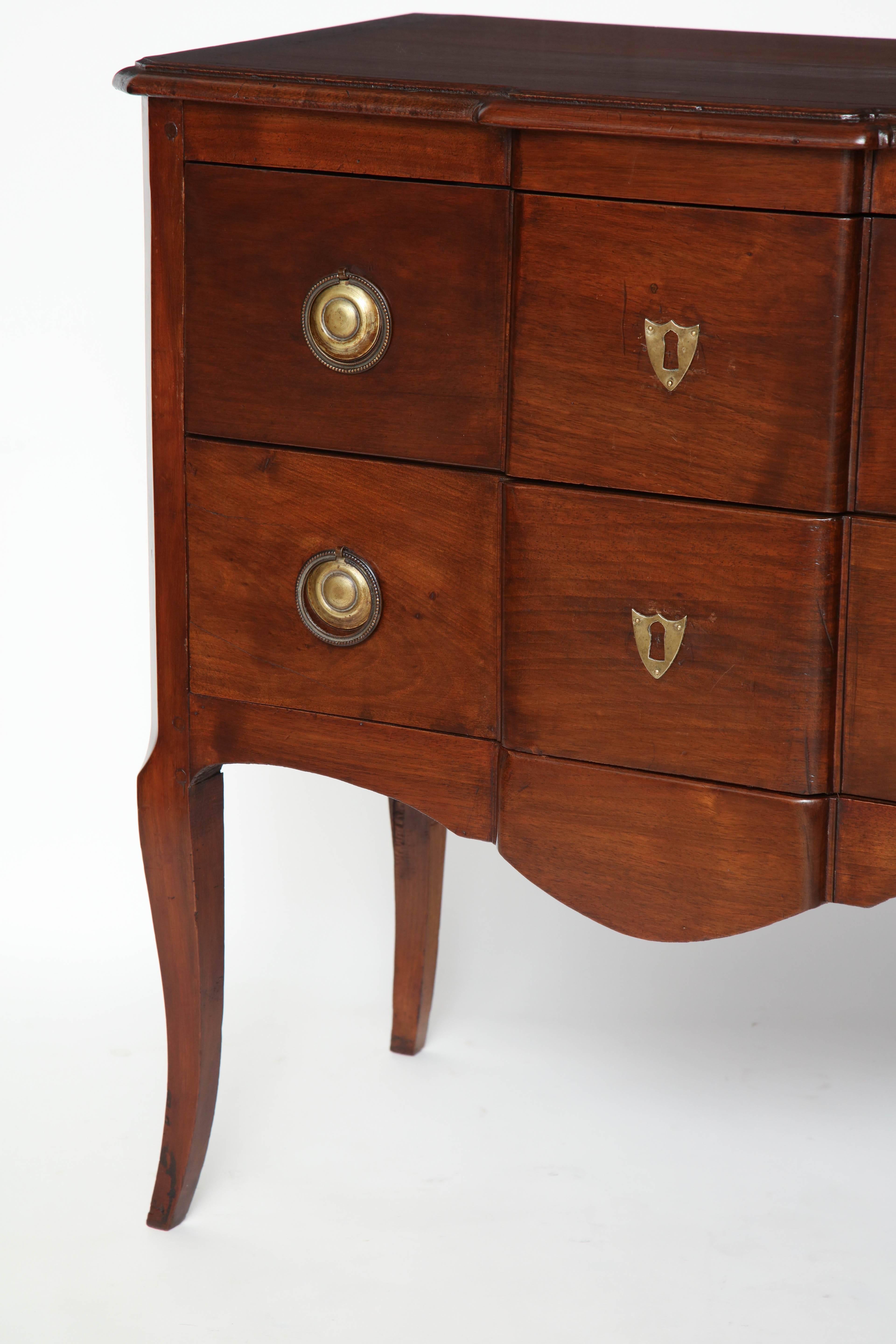 Brass 18th Century French Walnut Two-Drawer Commode For Sale