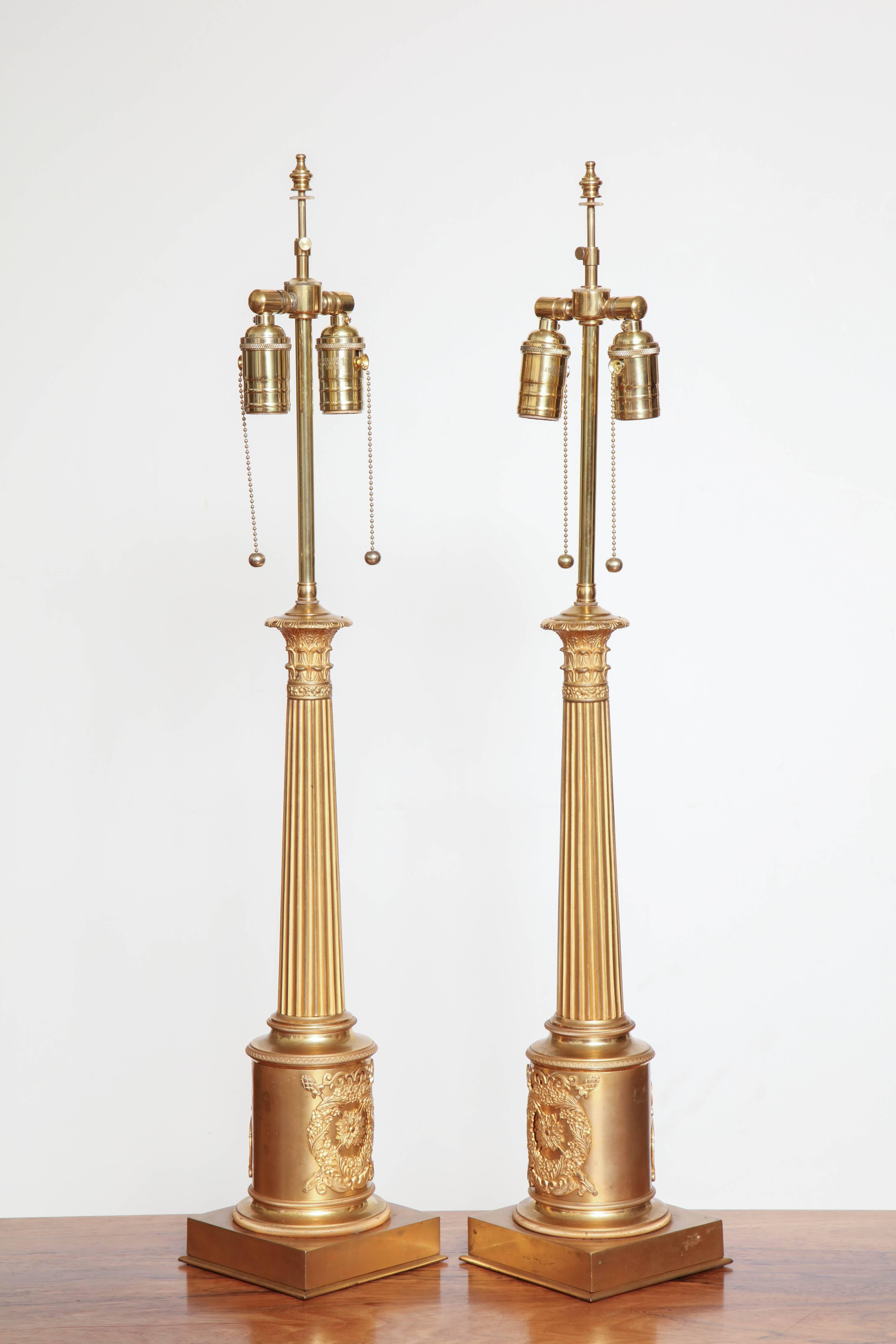 Pair of French Gilt Bronze Lamps 1