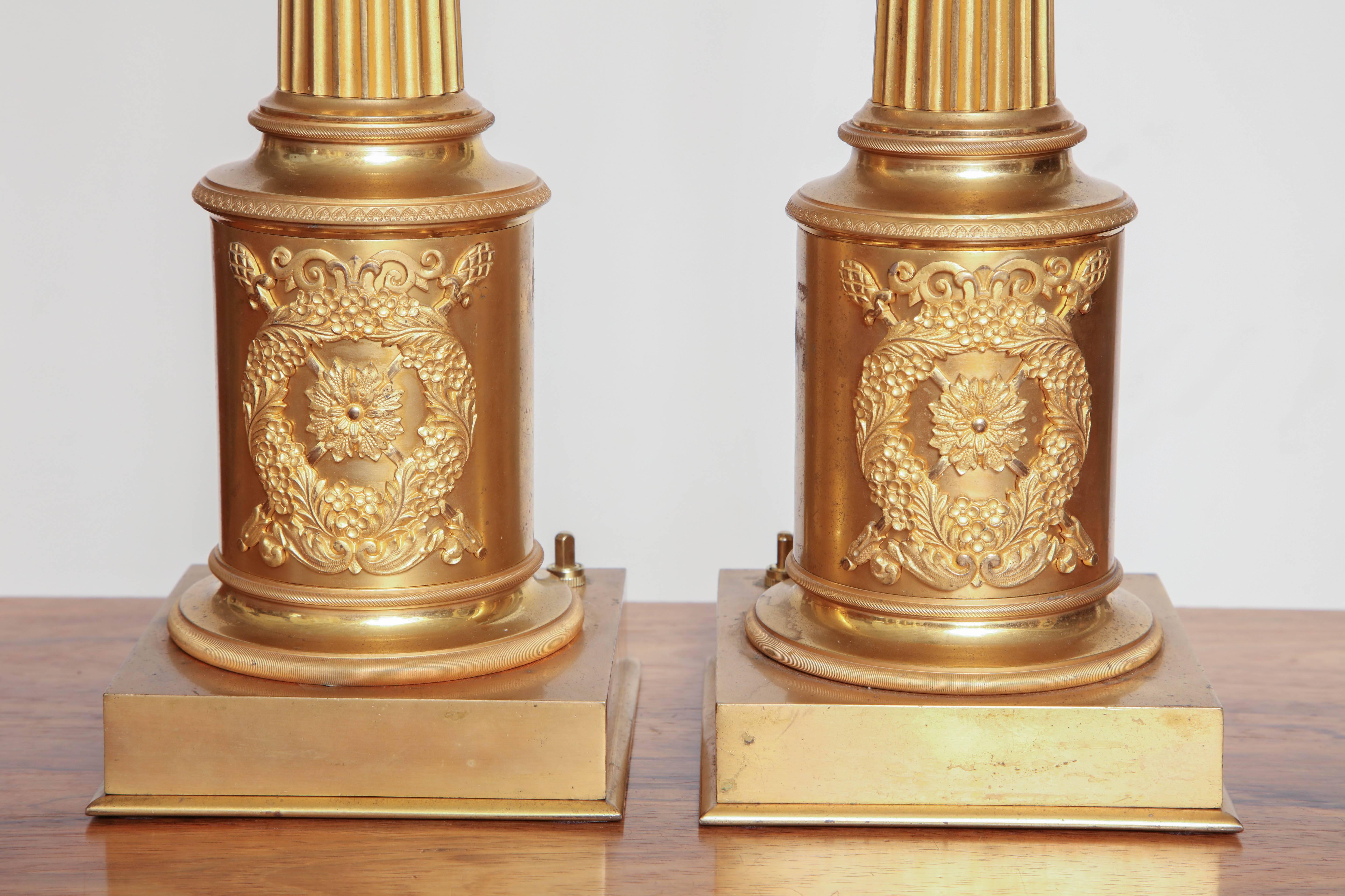 Pair of French Gilt Bronze Lamps 2