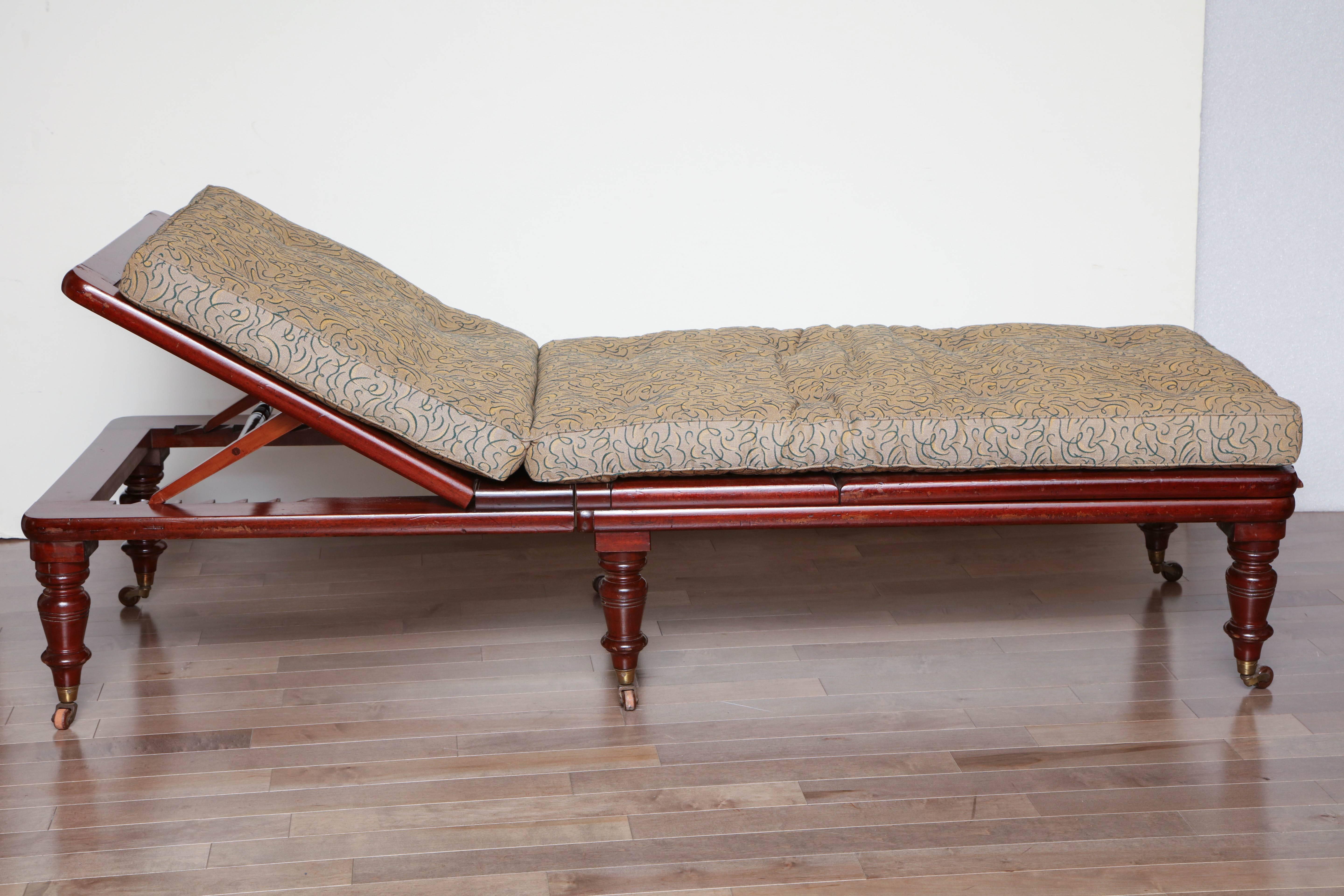 Mid-19th Century English, Mahogany Articulated Campaign Chaise 2