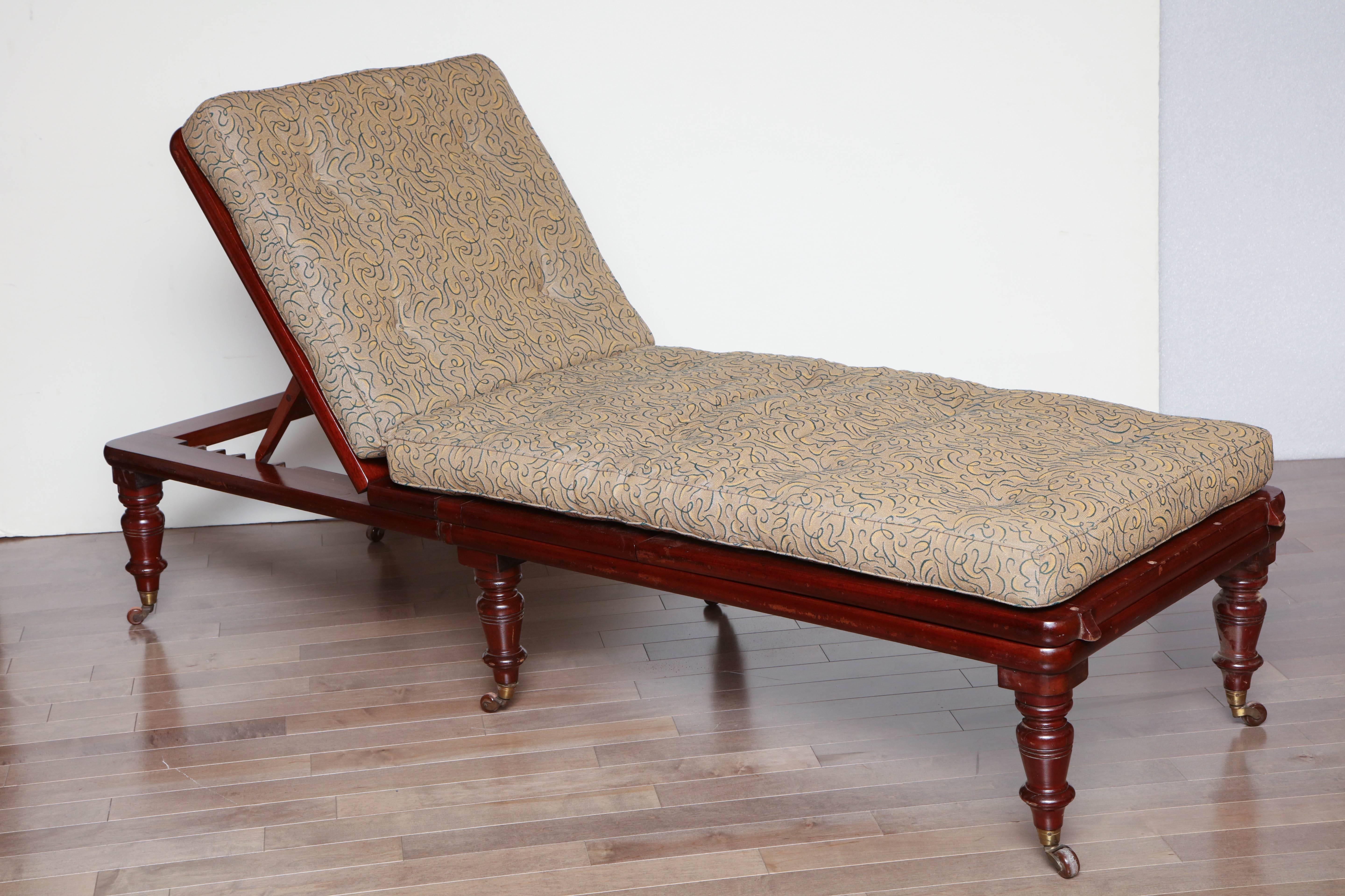 Mid-19th Century English, Mahogany Articulated Campaign Chaise 3