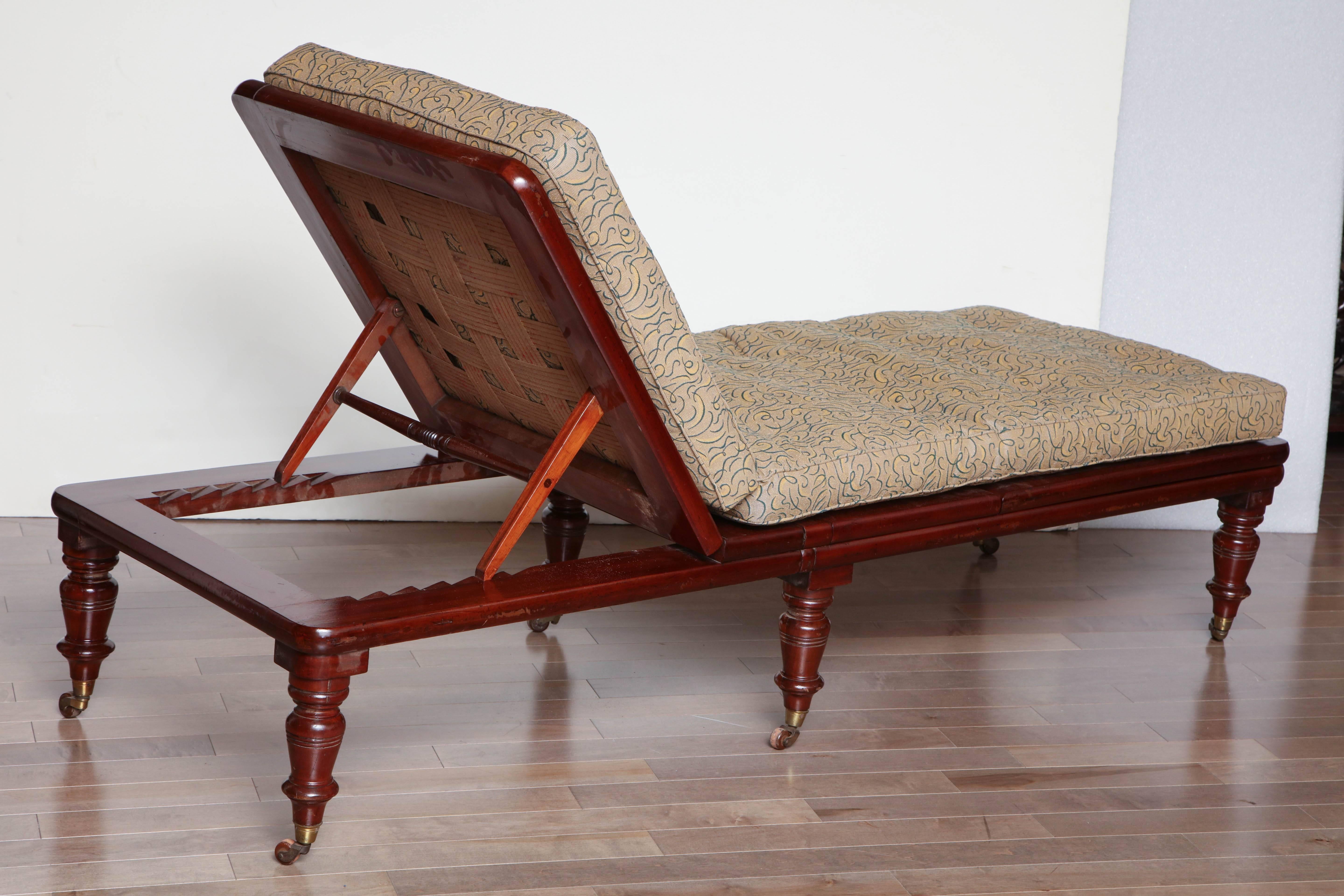 Mid-19th Century English, Mahogany Articulated Campaign Chaise 6