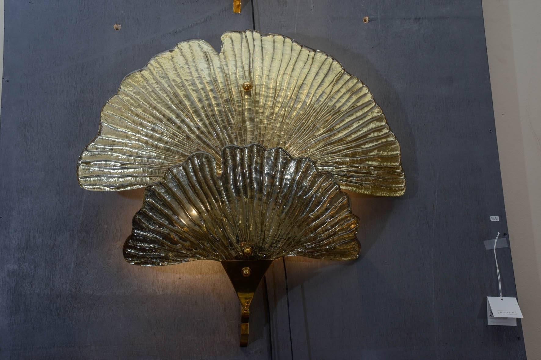 Modern Pair of Waterlily Murano Glass Sconces