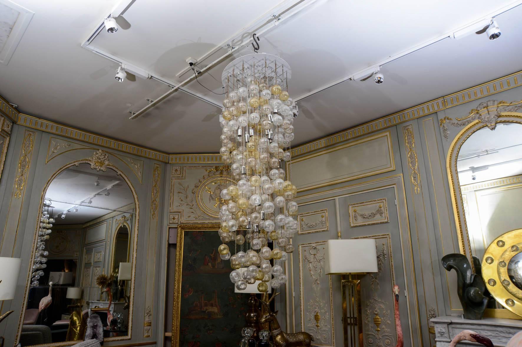 Modern Pair of Murano Globes Chandeliers by Feruccio Laviani
