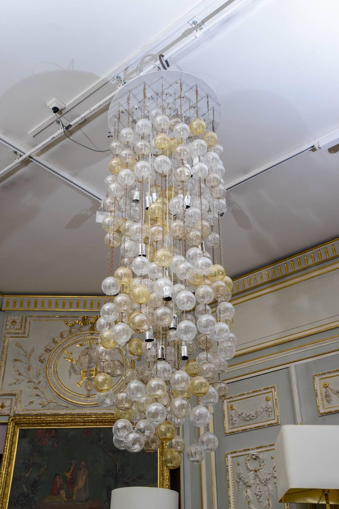 Contemporary Pair of Murano Globes Chandeliers by Feruccio Laviani