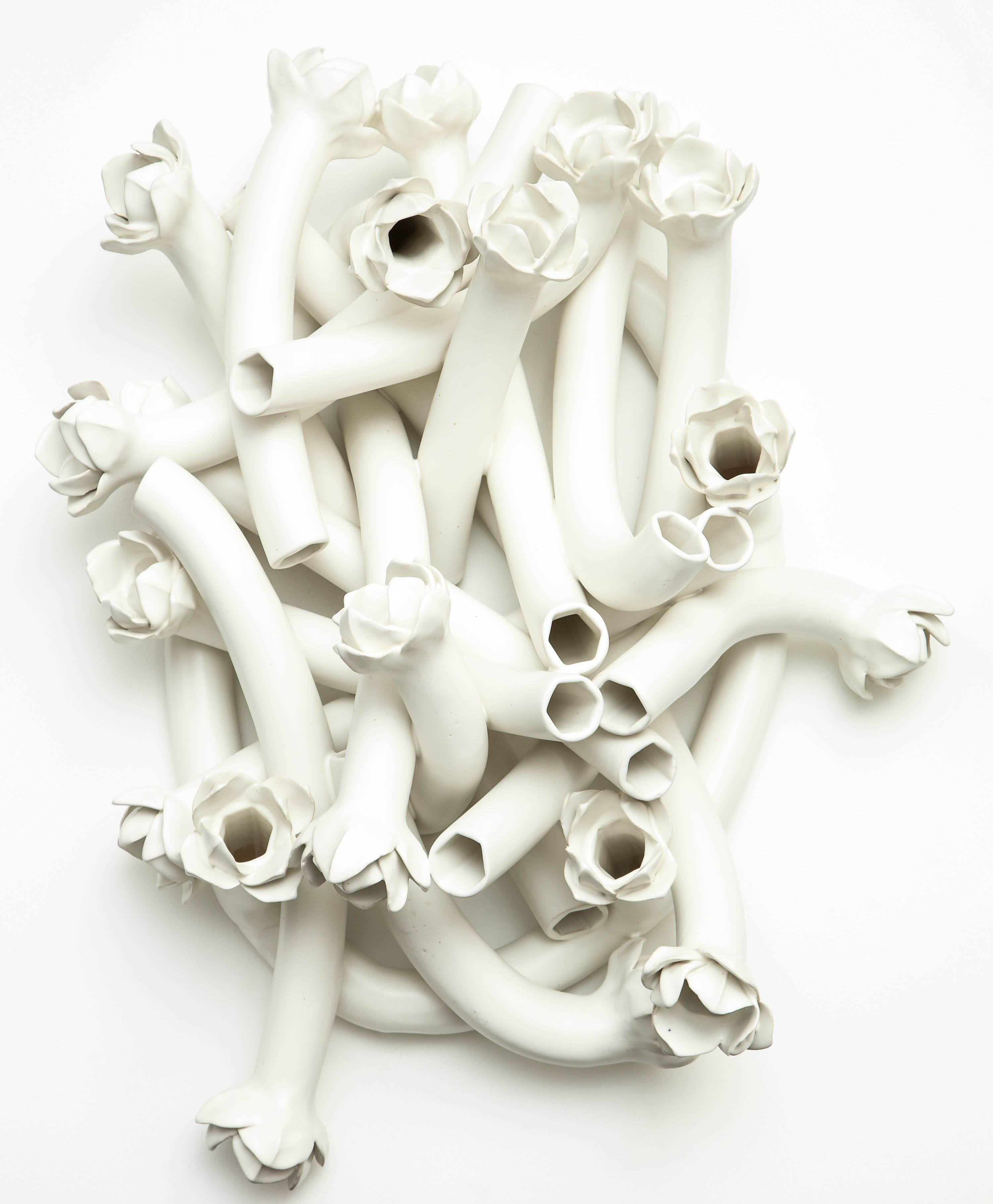 Unique, hand-thrown and glazed porcelain sculpture from the Flora Series by contemporary artist Anat Shiftan. 

Anat Shiftan (Israeli – American, b. 1955)
Sculpture from the Flora series, 2017
Porcelain
10