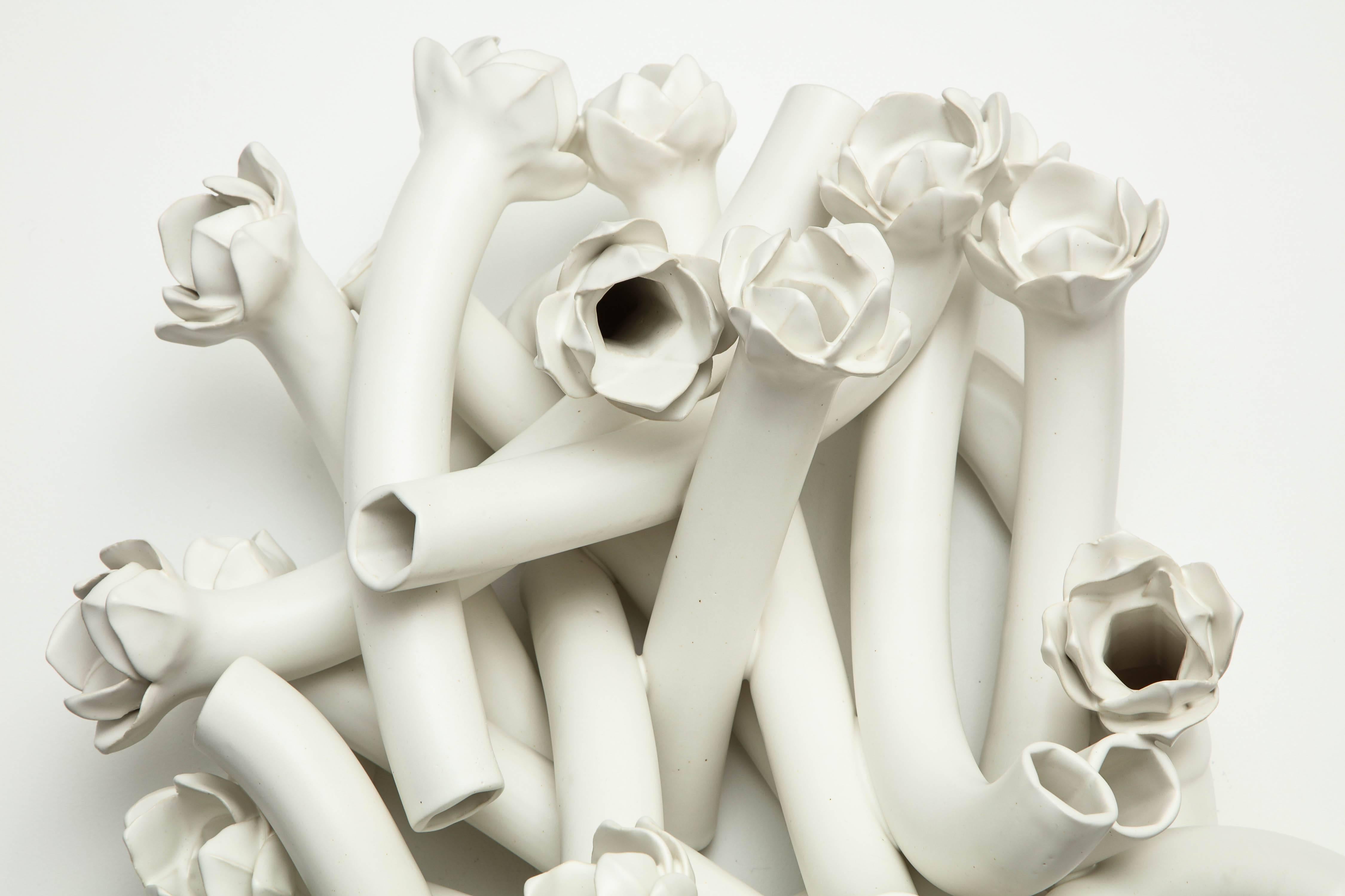 Fired Unique Porcelain Sculpture from the Flora Series by Anat Shiftan, 2017