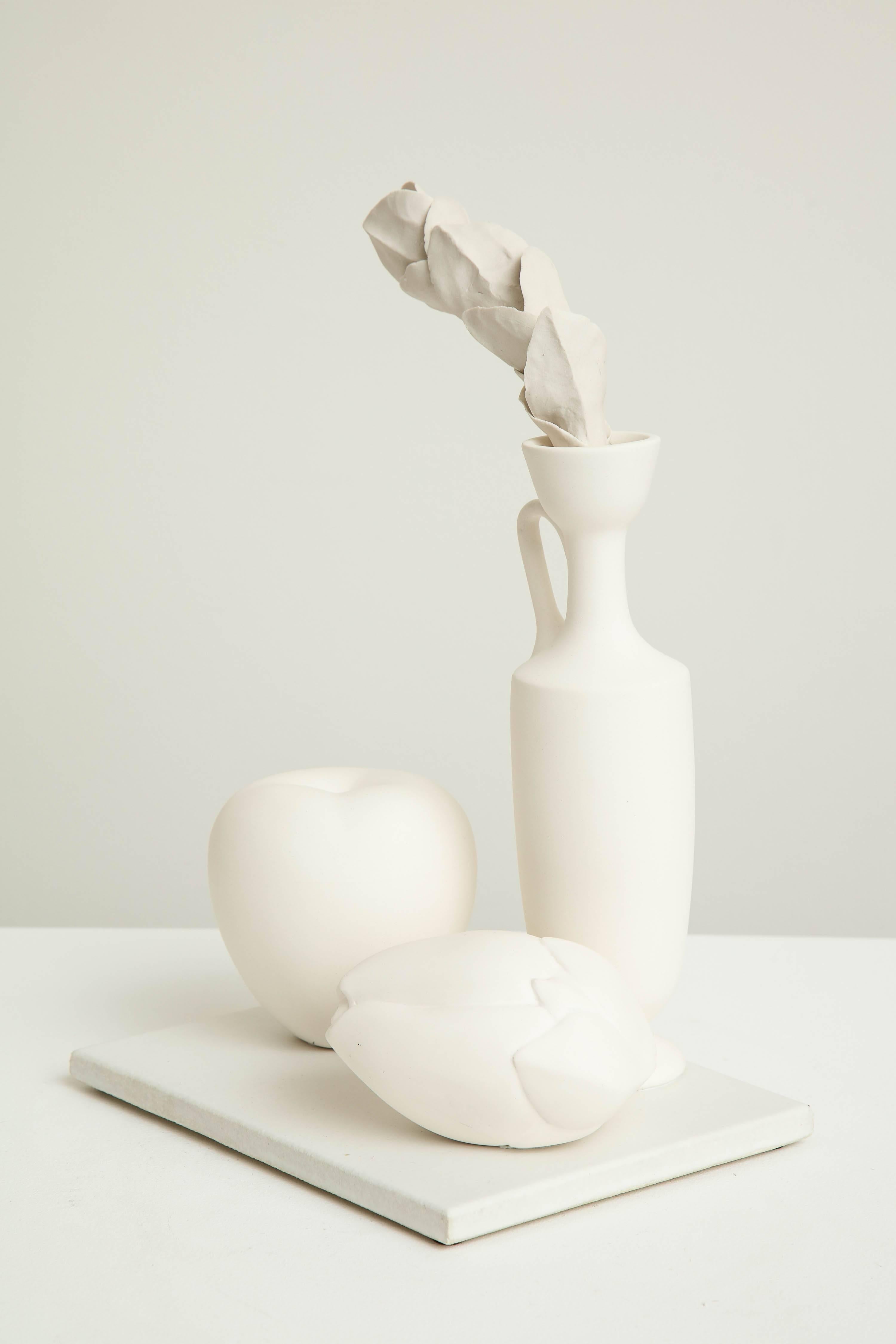 American Porcelain Still Life with Lekythos, Branch, Apple and Bud by Anat Shiftan, 2017