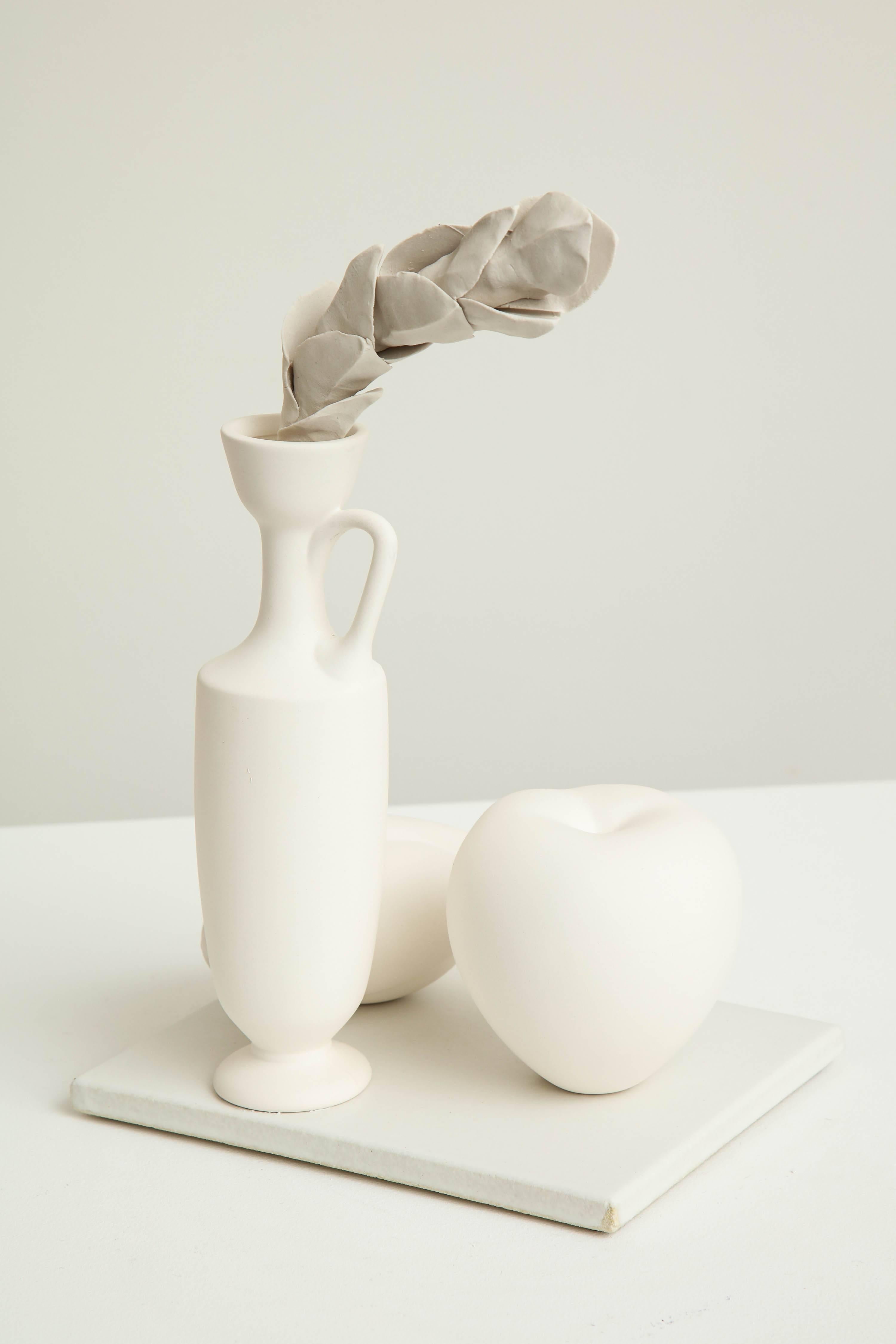 Porcelain Still Life with Lekythos, Branch, Apple and Bud by Anat Shiftan, 2017 1