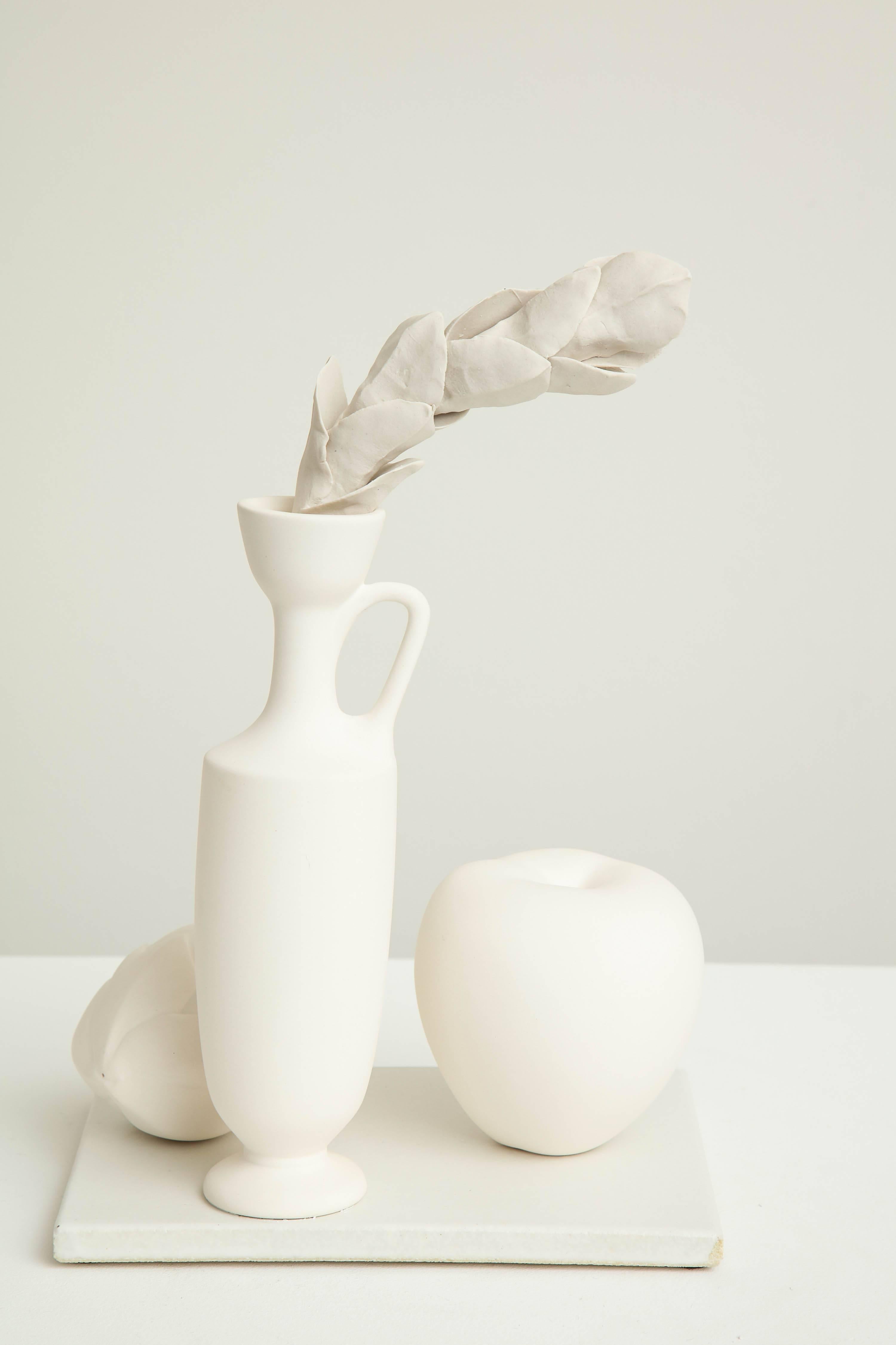 Porcelain Still Life with Lekythos, Branch, Apple and Bud by Anat Shiftan, 2017 2