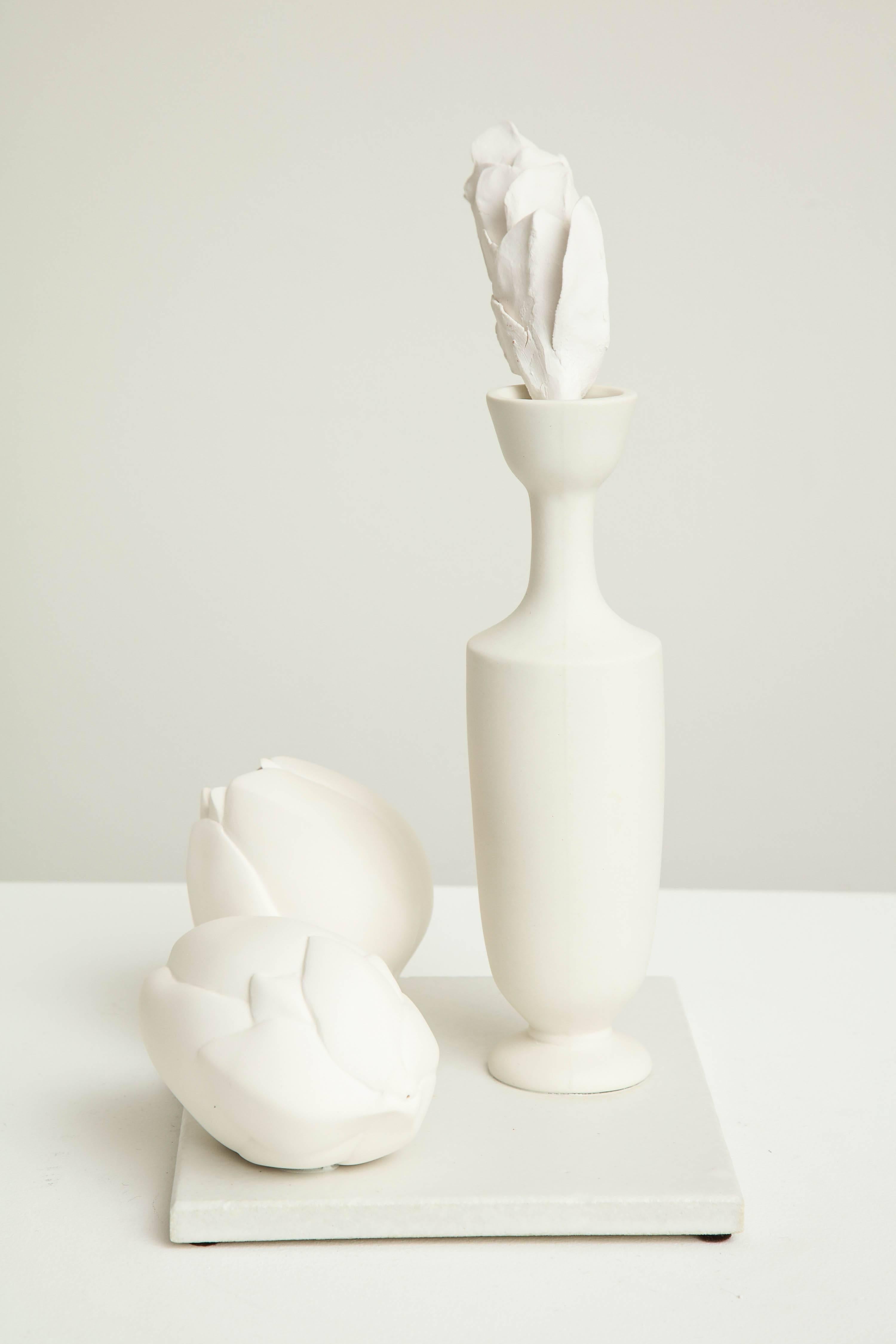 American Porcelain Still Life with Lekythos, Branch, and Two Buds by Anat Shiftan, 2017