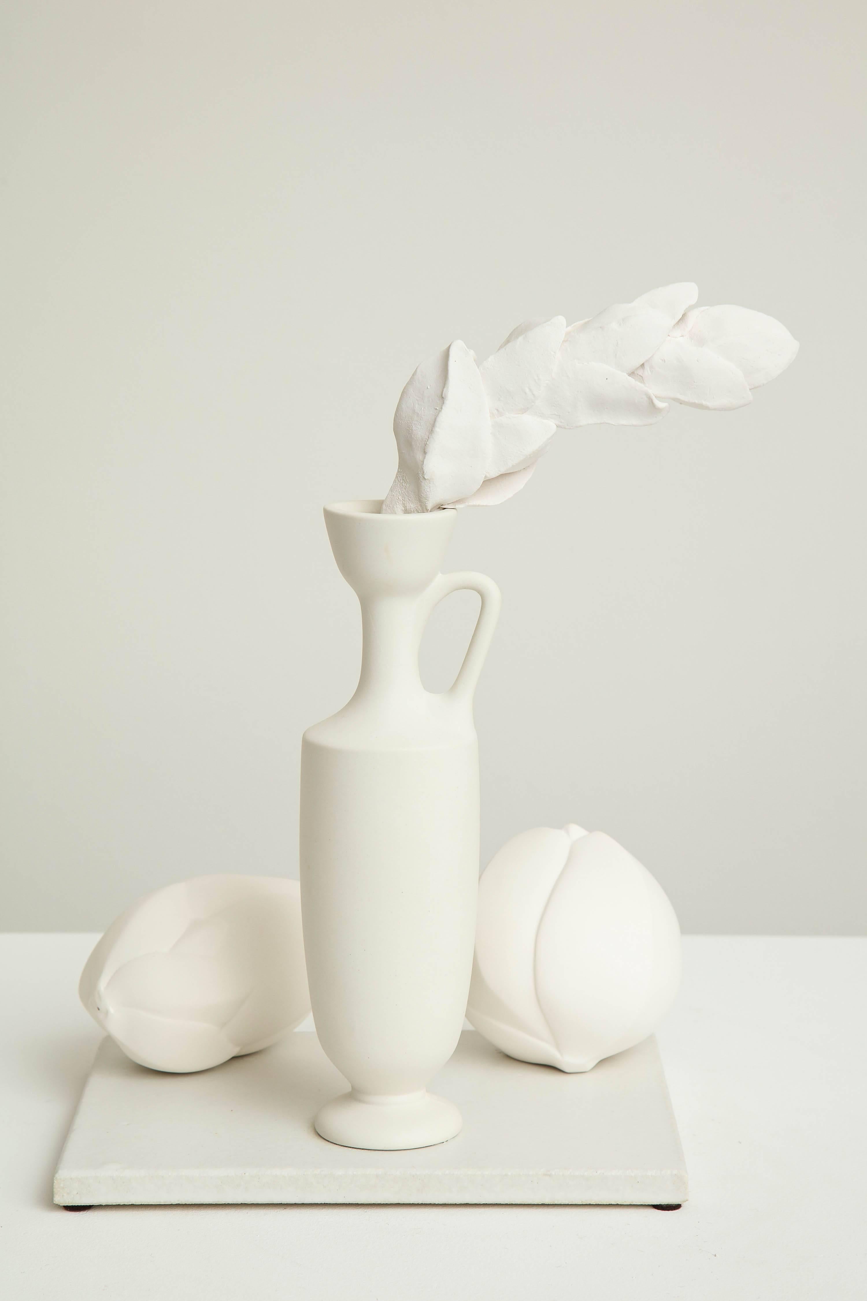 Porcelain Still Life with Lekythos, Branch, and Two Buds by Anat Shiftan, 2017 In Excellent Condition In New York, NY