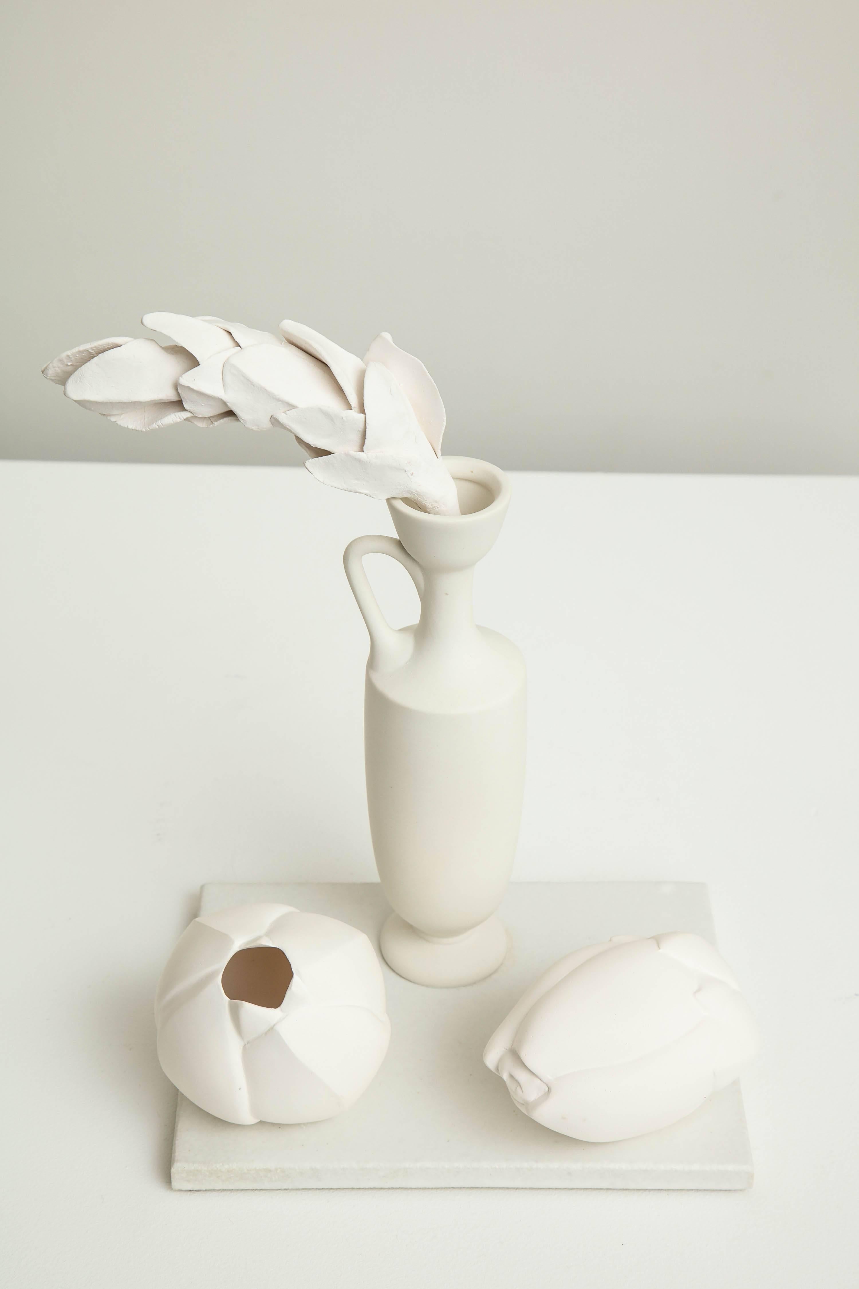 Porcelain Still Life with Lekythos, Branch, and Two Buds by Anat Shiftan, 2017 2