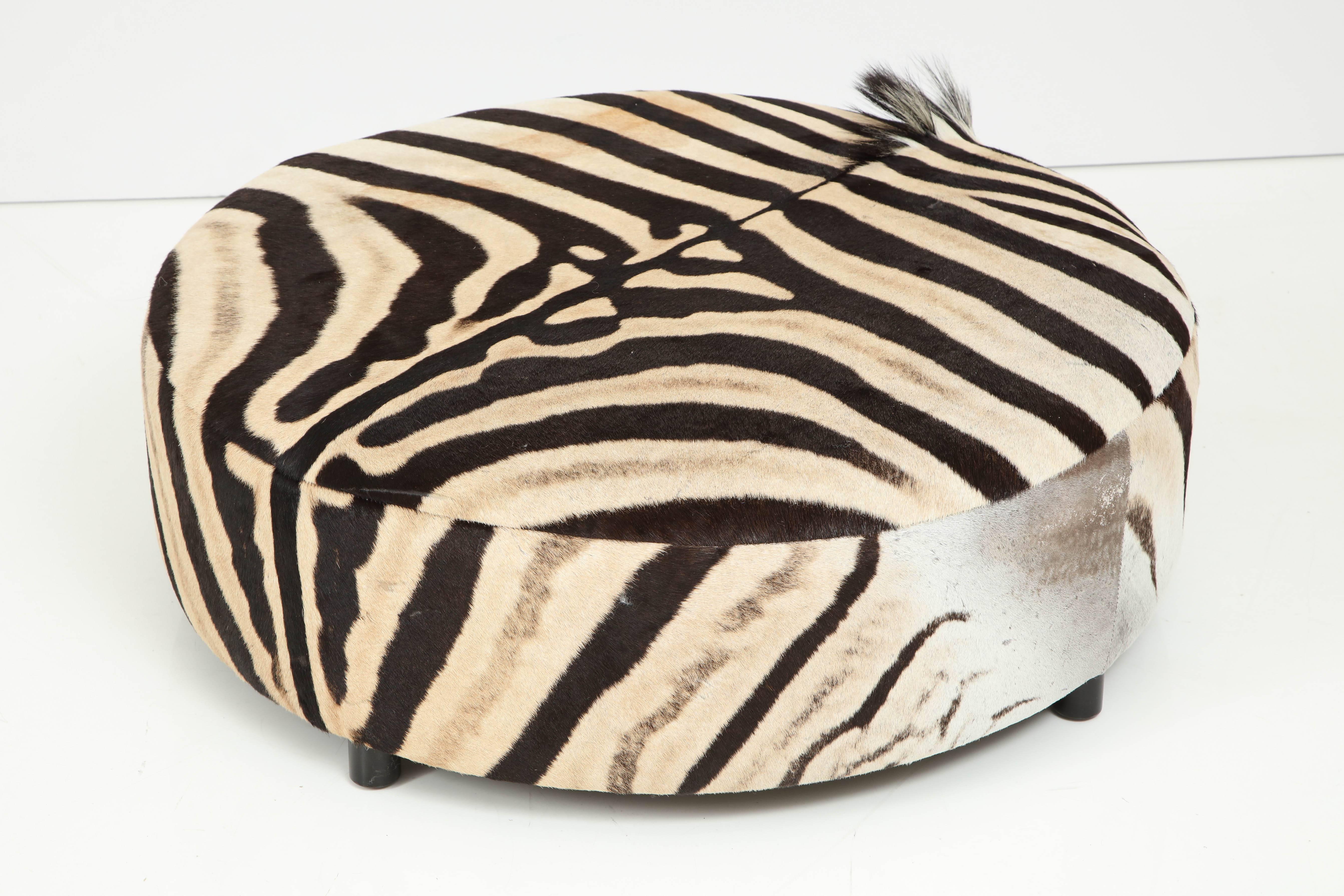 Modern Zebra Hide Ottoman, Offered by Area ID