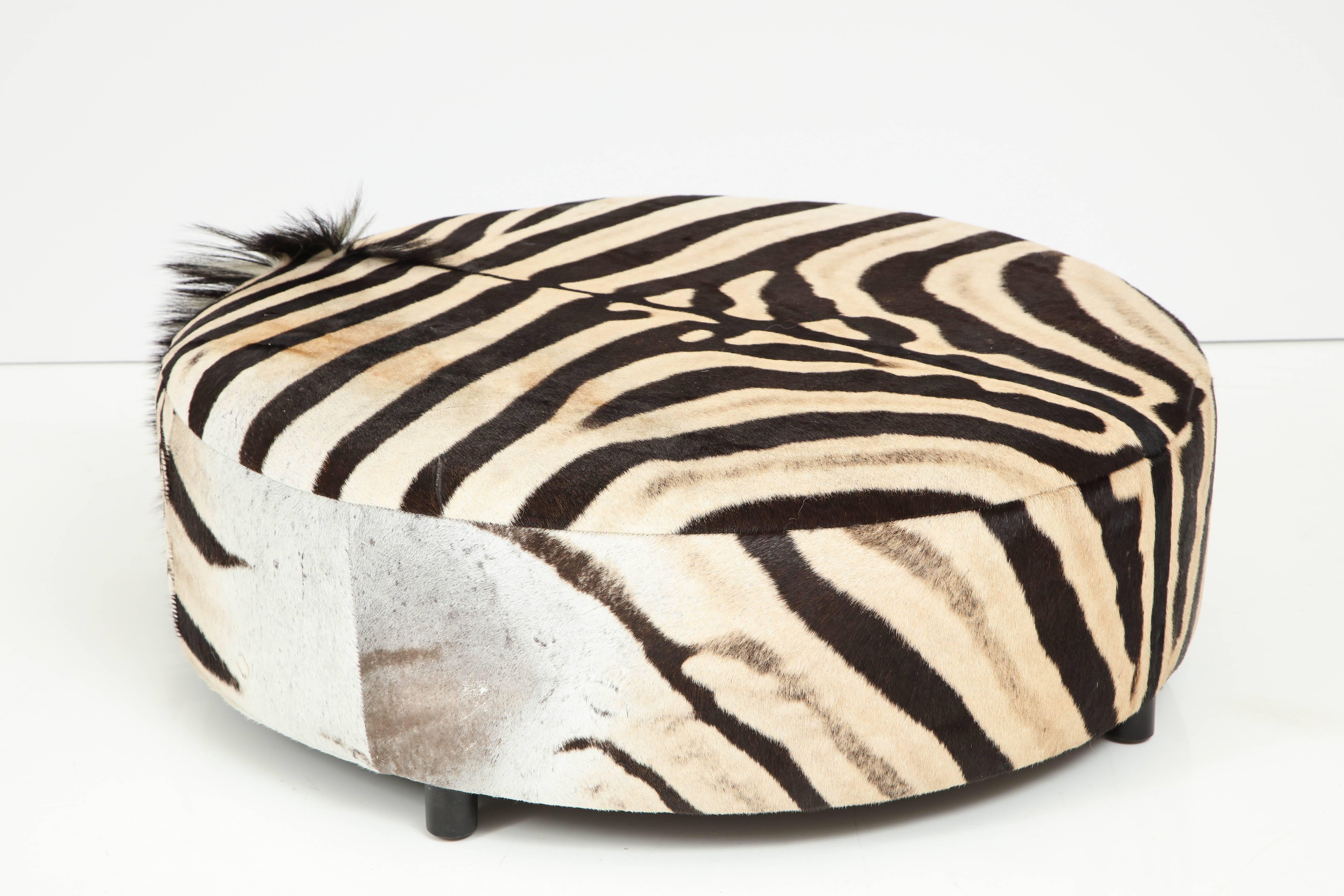 South African Zebra Hide Ottoman, Offered by Area ID