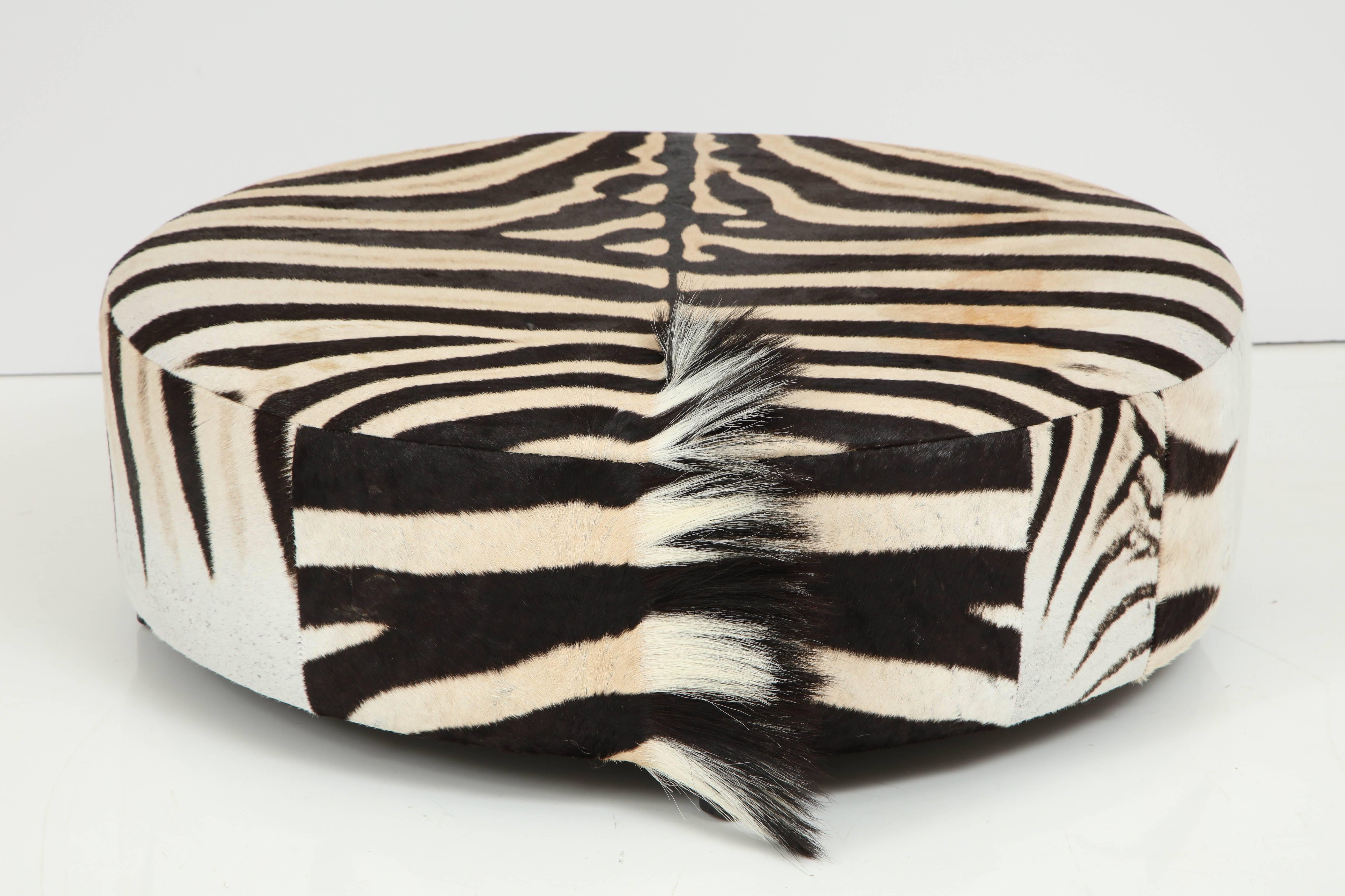 Zebra Hide Ottoman, Offered by Area ID In Excellent Condition In New York, NY