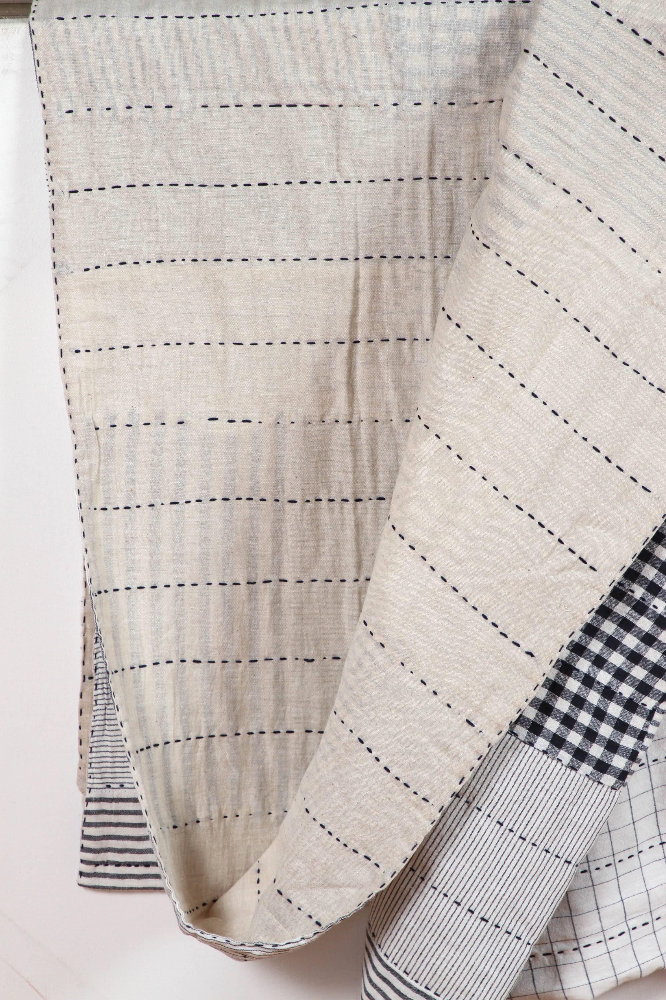 Indian Khadi Cloth Patchwork Quilt For Sale 1