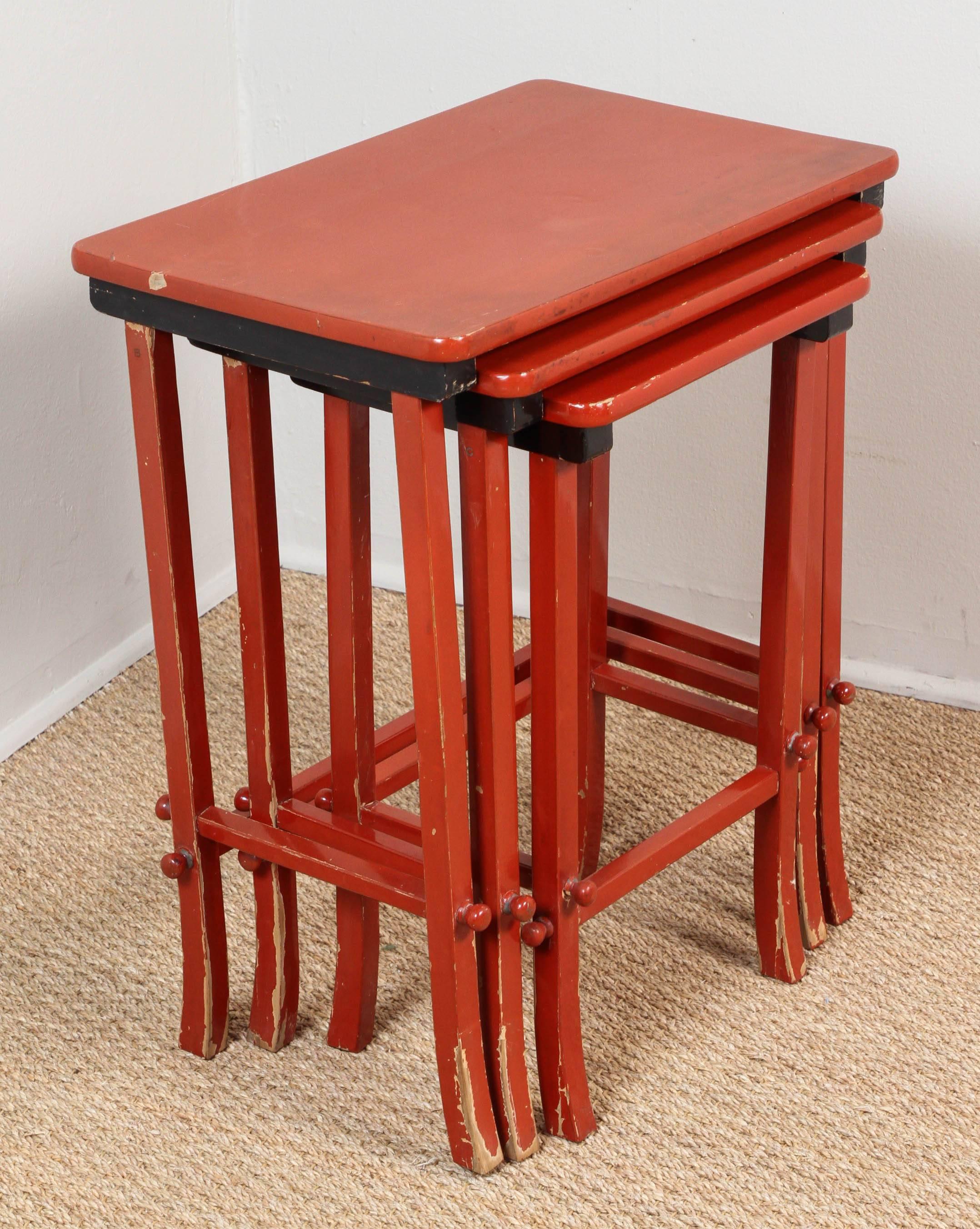 American Chinoiserie Lacquered Nesting Tables For Sale