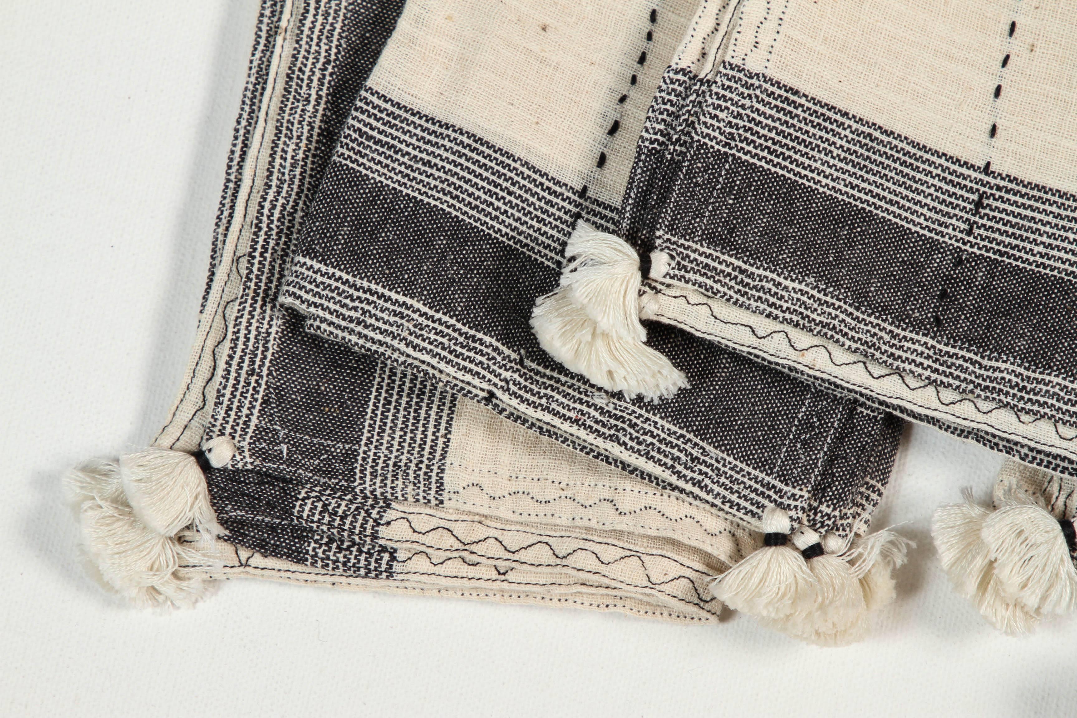 Hand-Woven Injiri Organic Cotton Set of Six Napkins For Sale