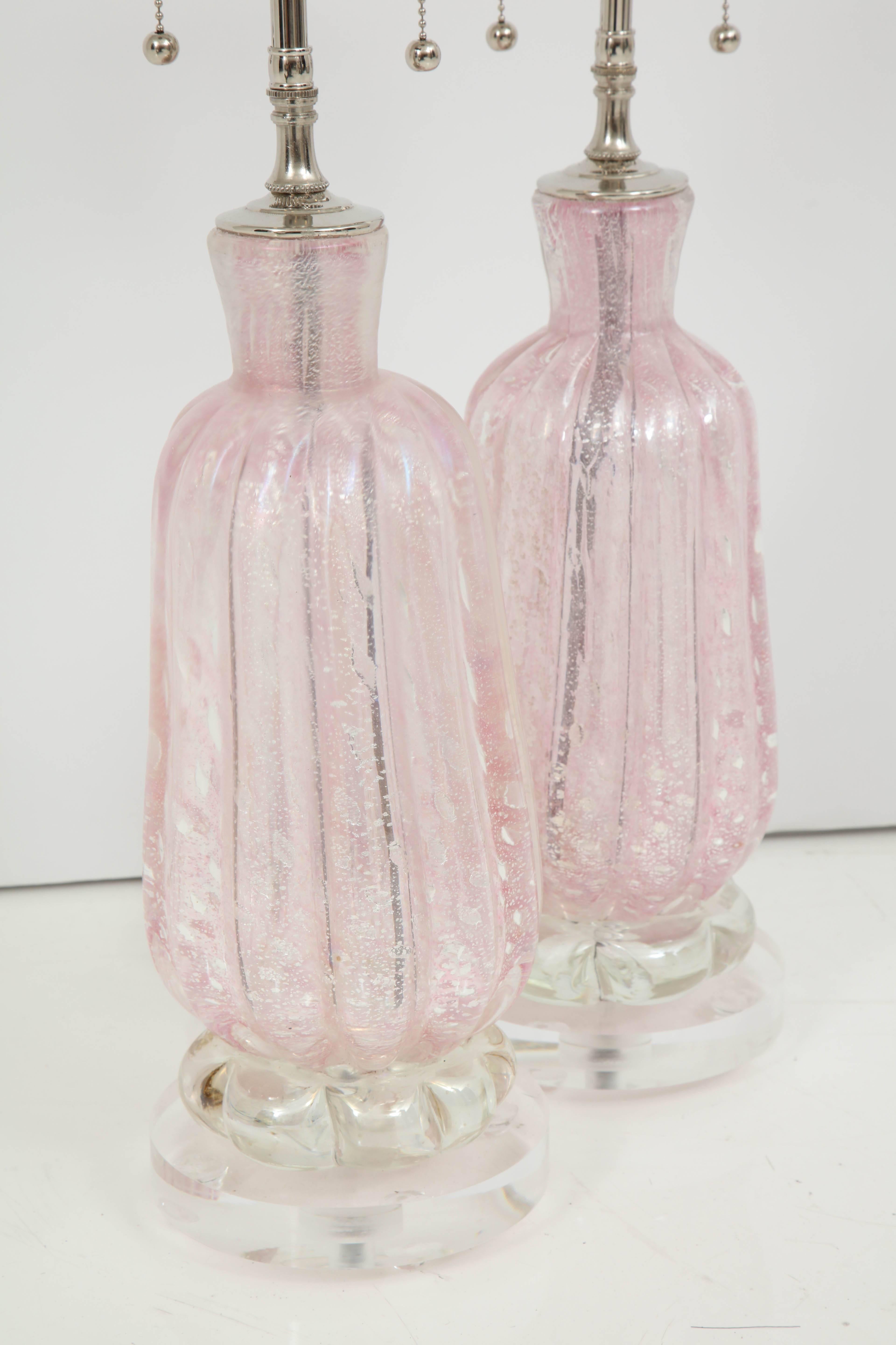 Pair of Pink Murano Lamps 2