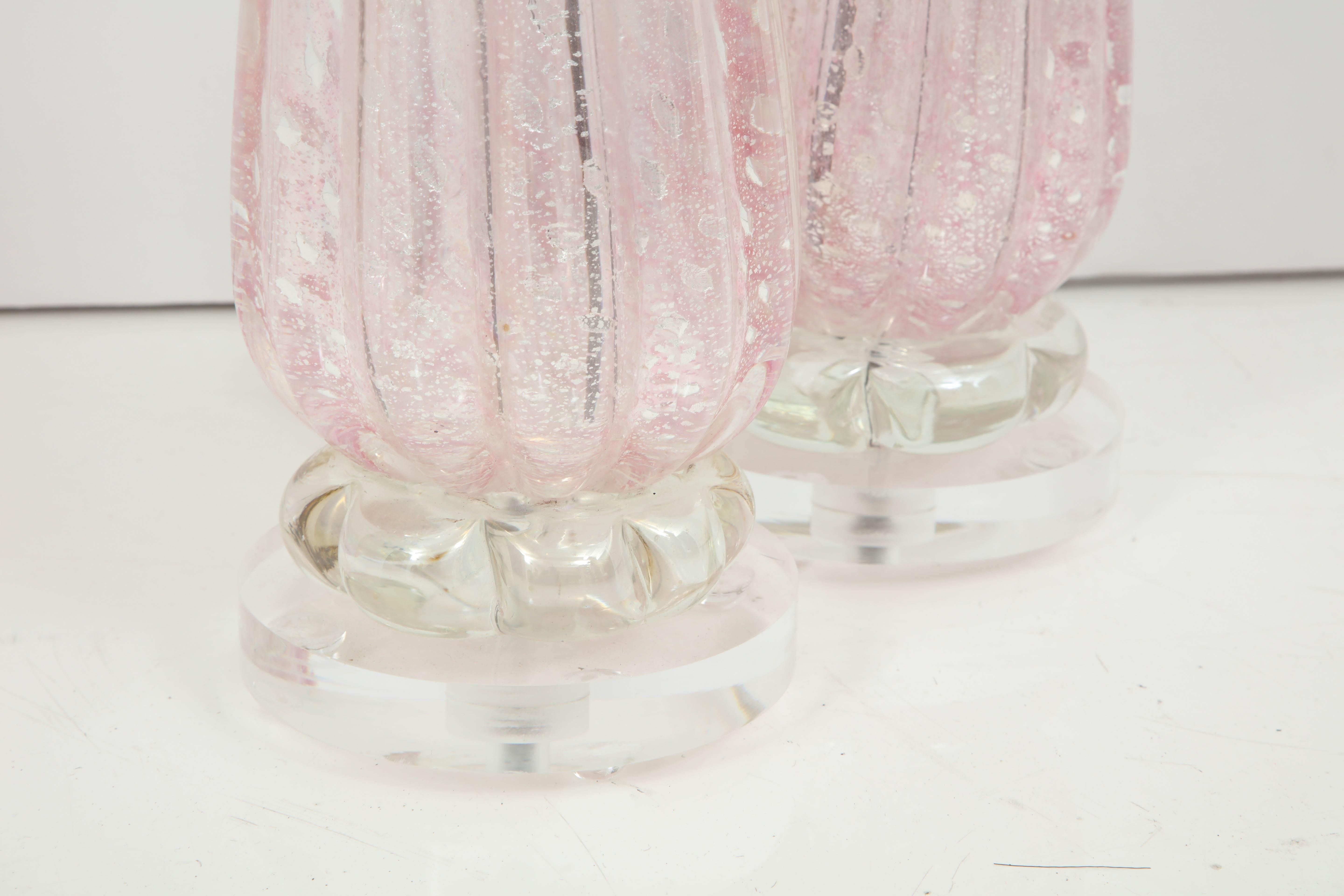 Pair of Pink Murano Lamps 3