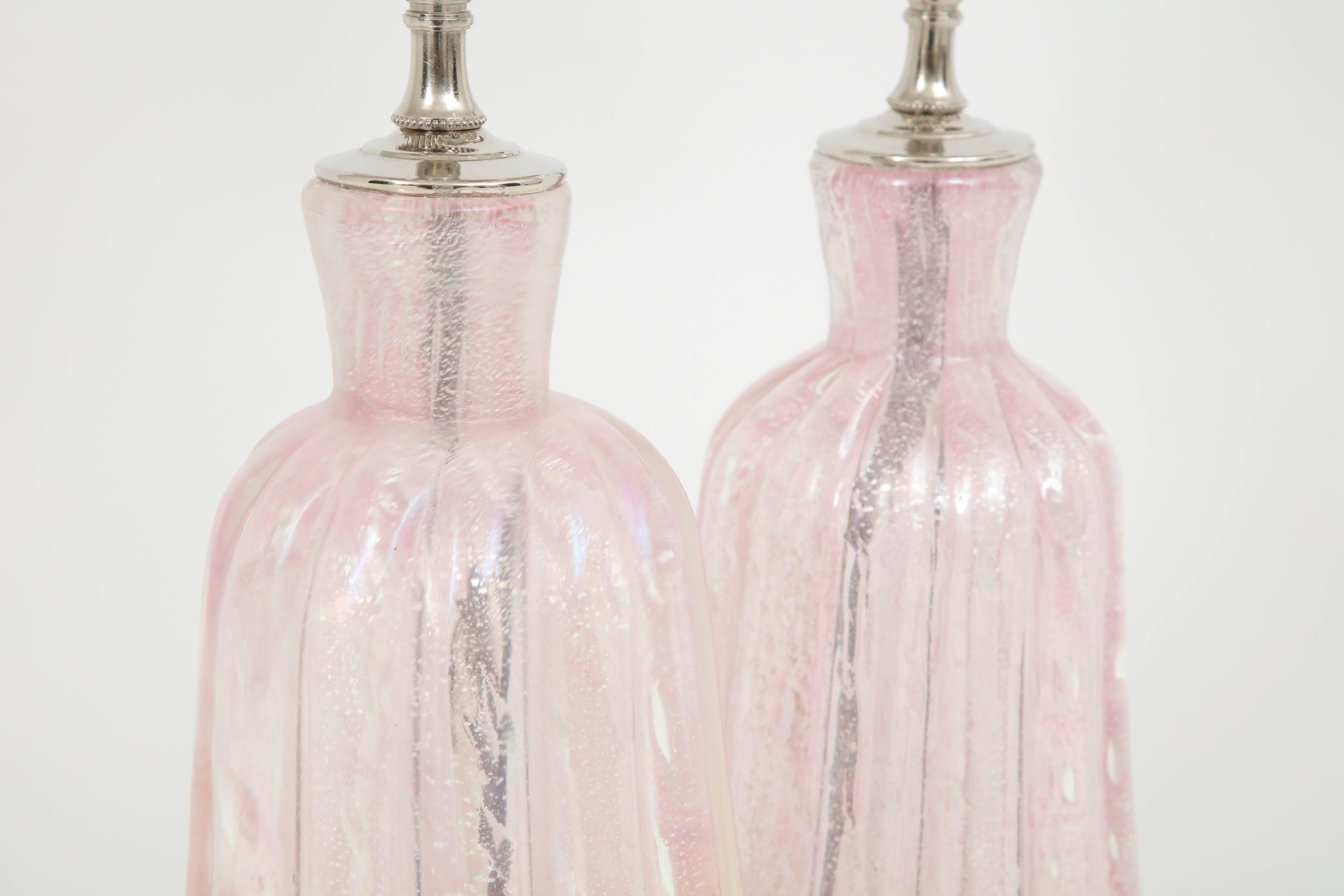 Pair of Pink Murano Lamps 1