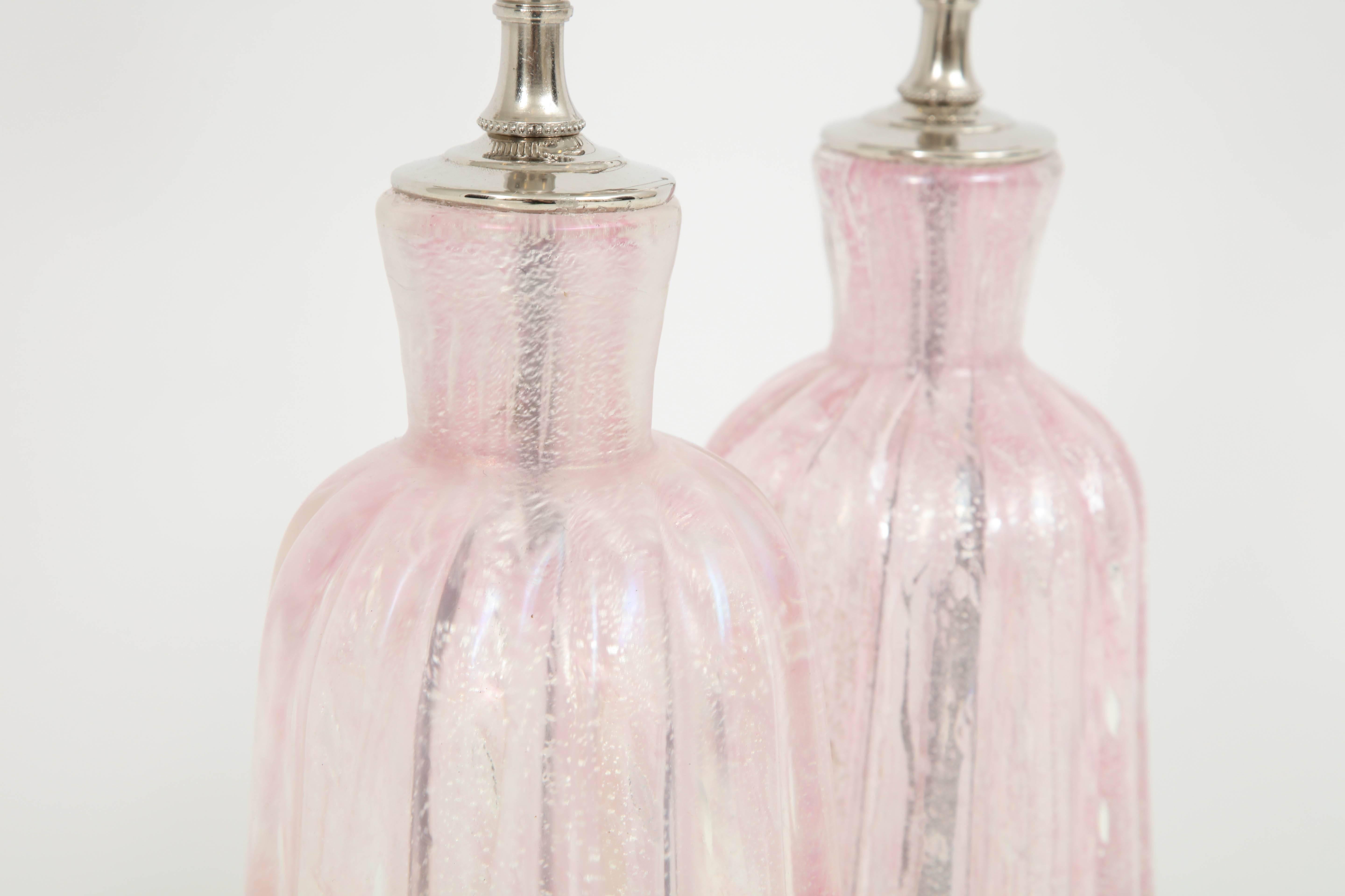 Pair of Pink Murano Lamps 4