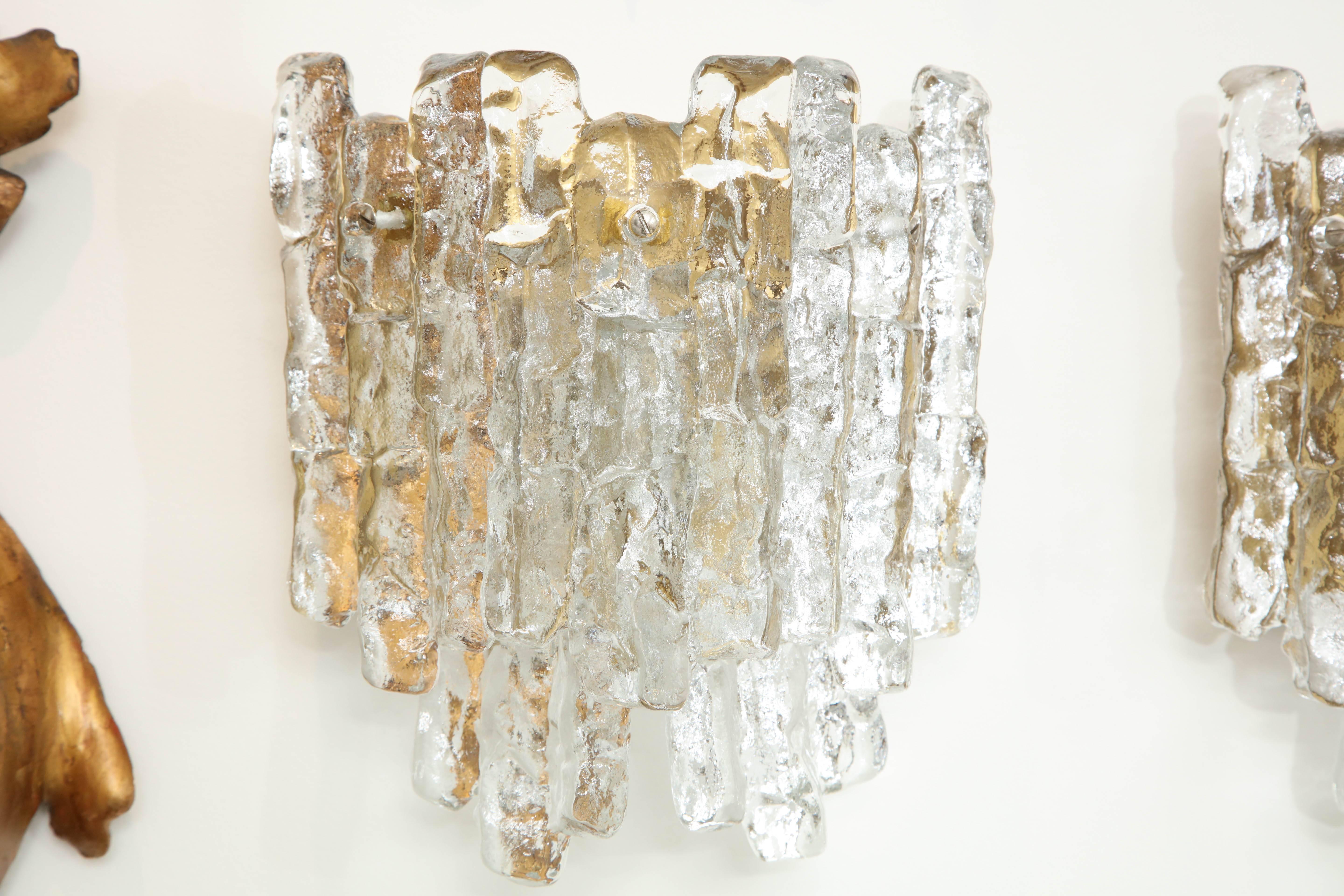 Ice Glass Sconces by Kalmar In Excellent Condition For Sale In New York, NY