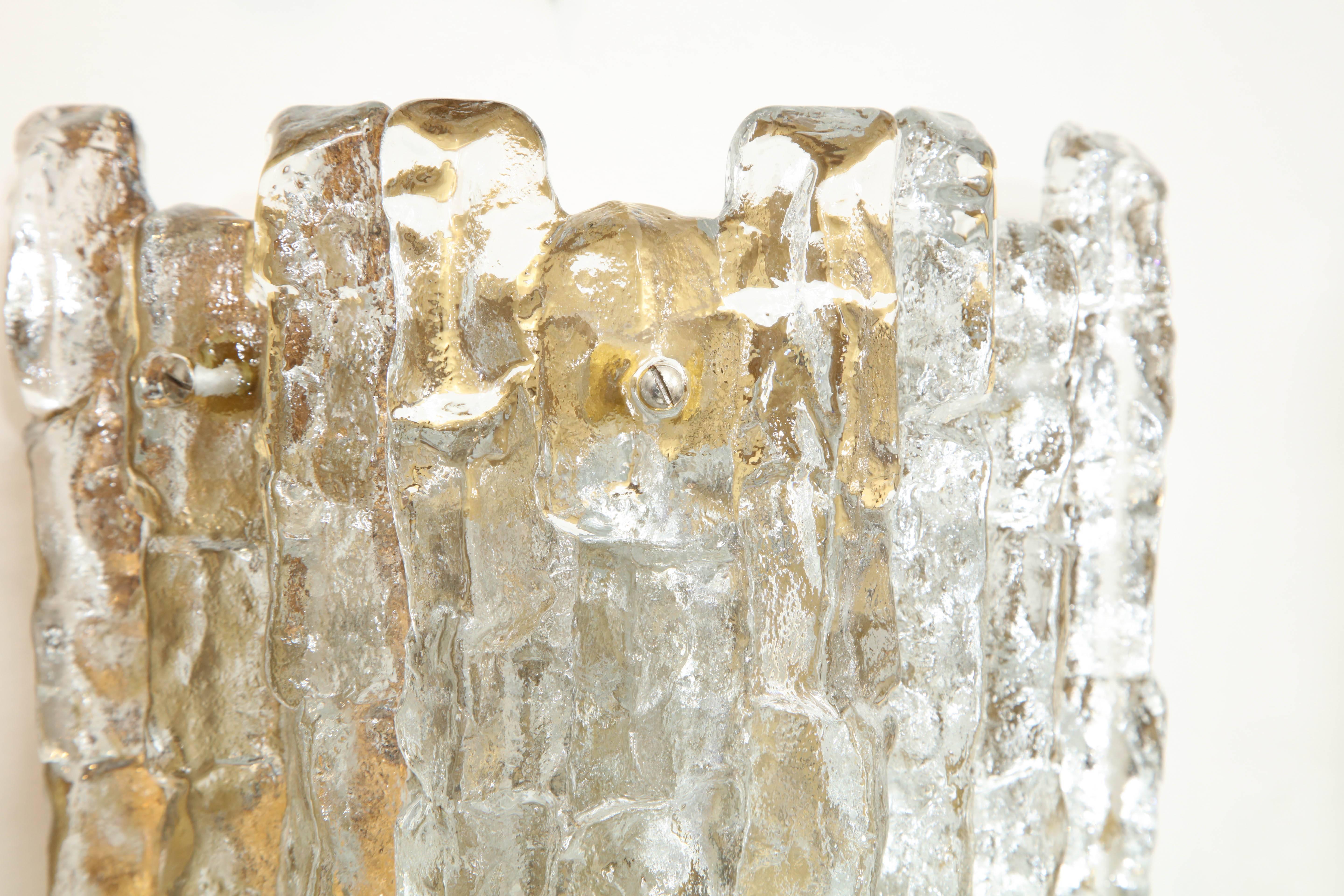 Ice Glass Sconces by Kalmar For Sale 2