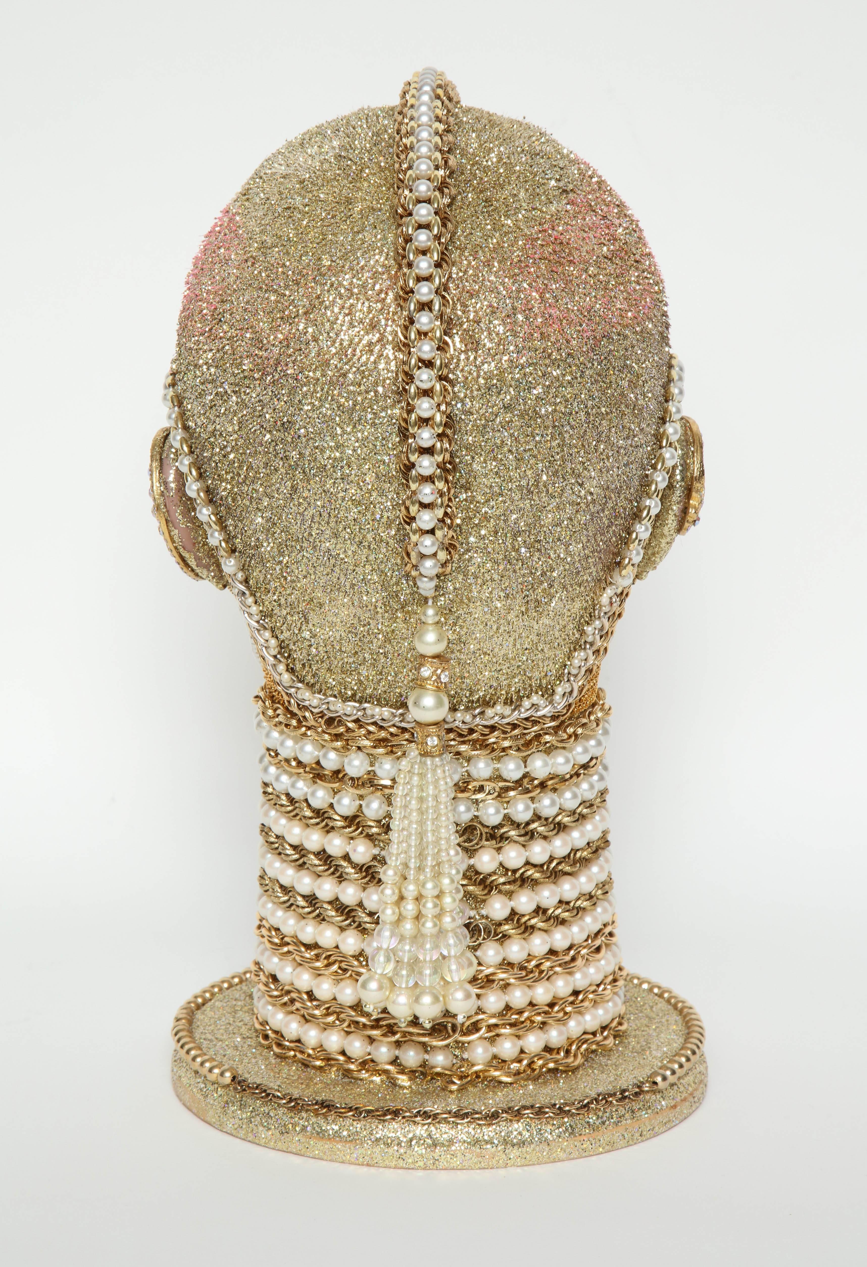 W. Beaupre Gold Chain Android Bust In Excellent Condition For Sale In New York, NY