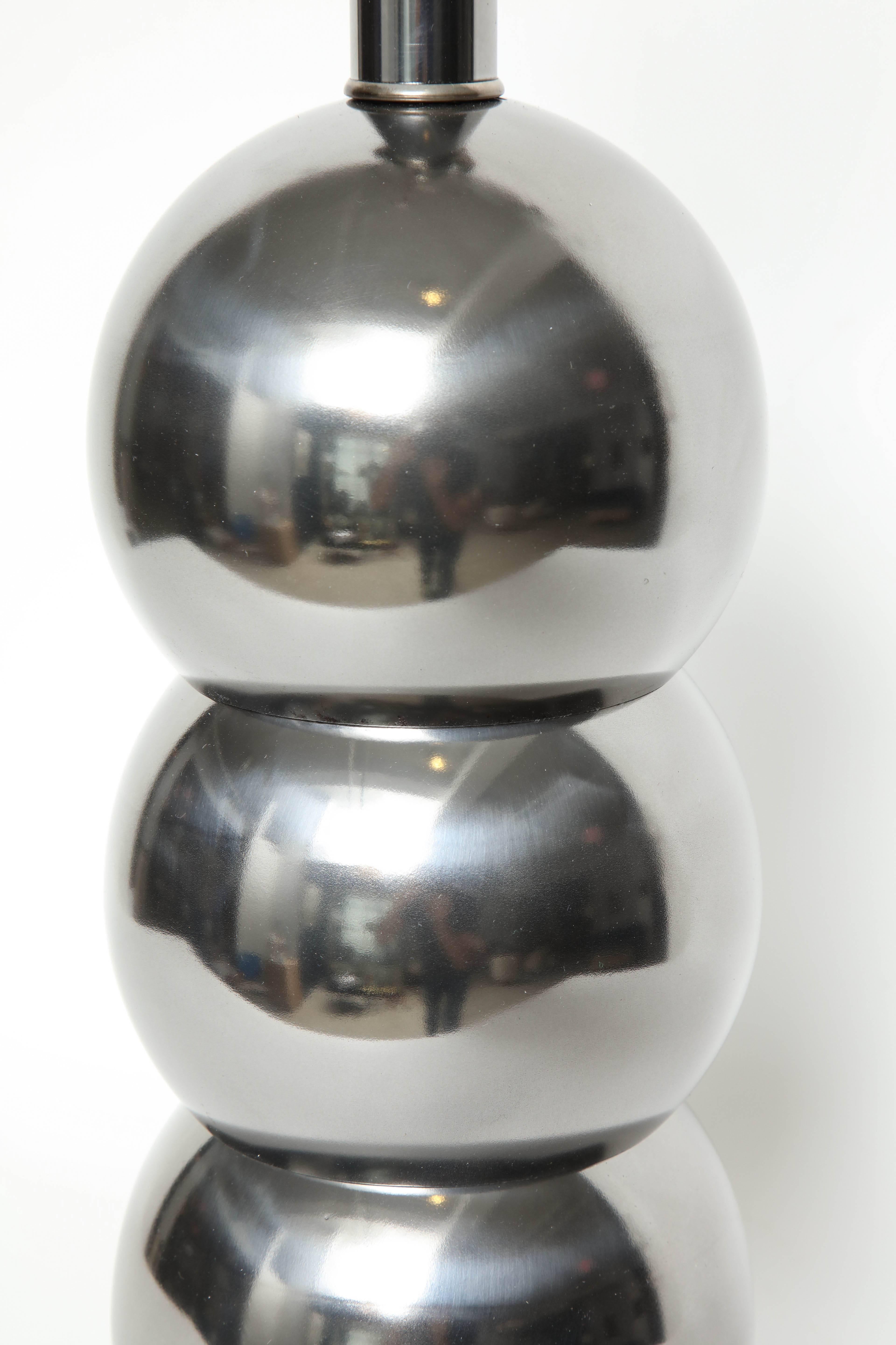 George Kovacs Stacked Gunmetal Ball Lamps In Excellent Condition In New York, NY