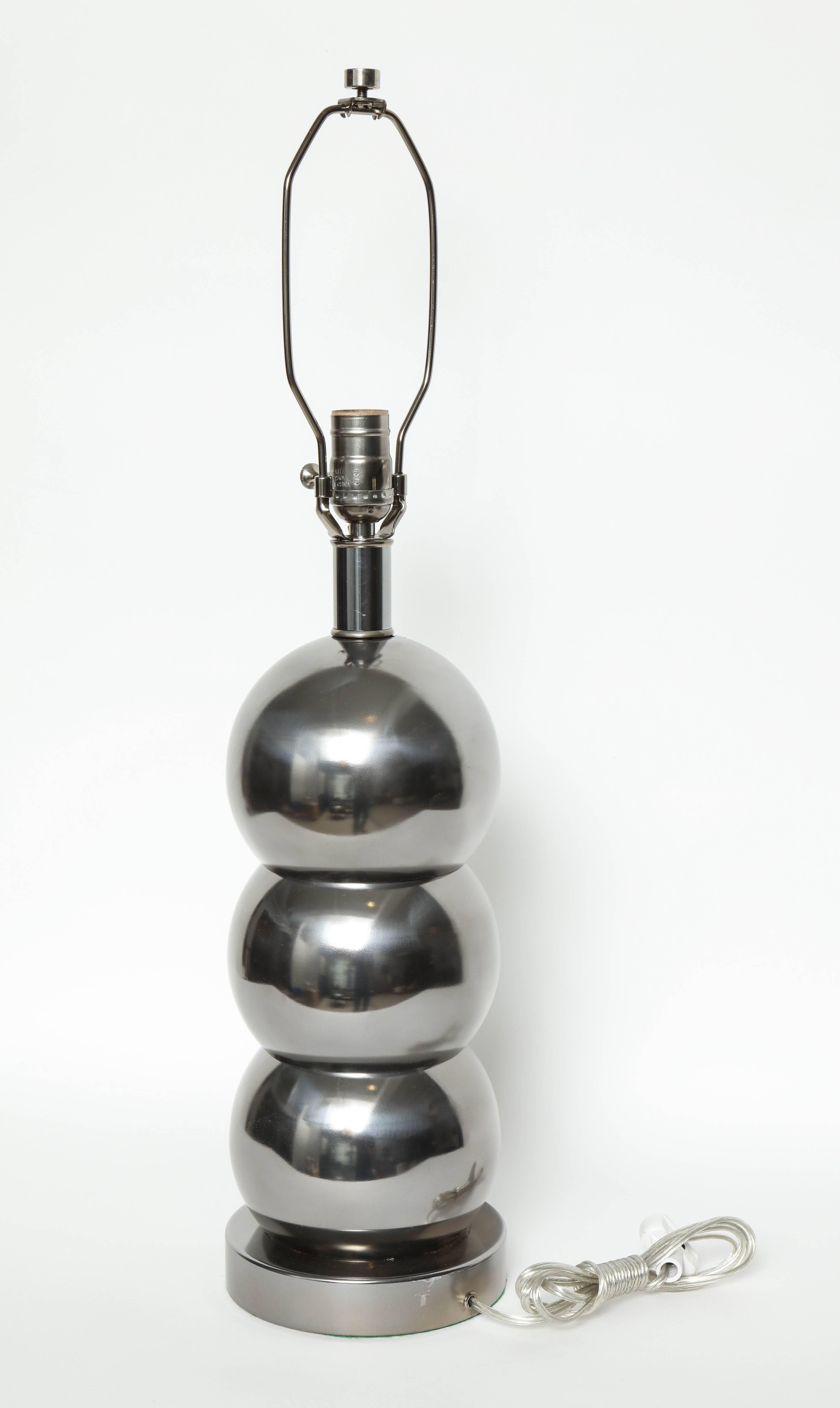 20th Century George Kovacs Stacked Gunmetal Ball Lamps